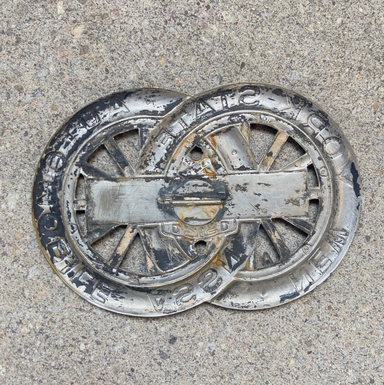 1921 Binghampton New York License Plate Topper Auto Tag AAA Brass Car Badge Motor Club Automobile