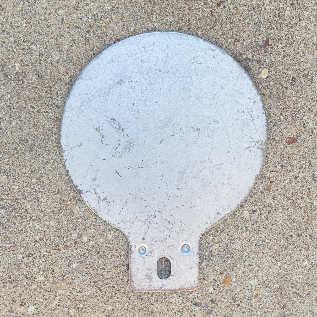 1950 Era Rodgers Grain Texas License Plate Topper Auto Tag Dawn TX Lollipop Paddle Smaltz Paint