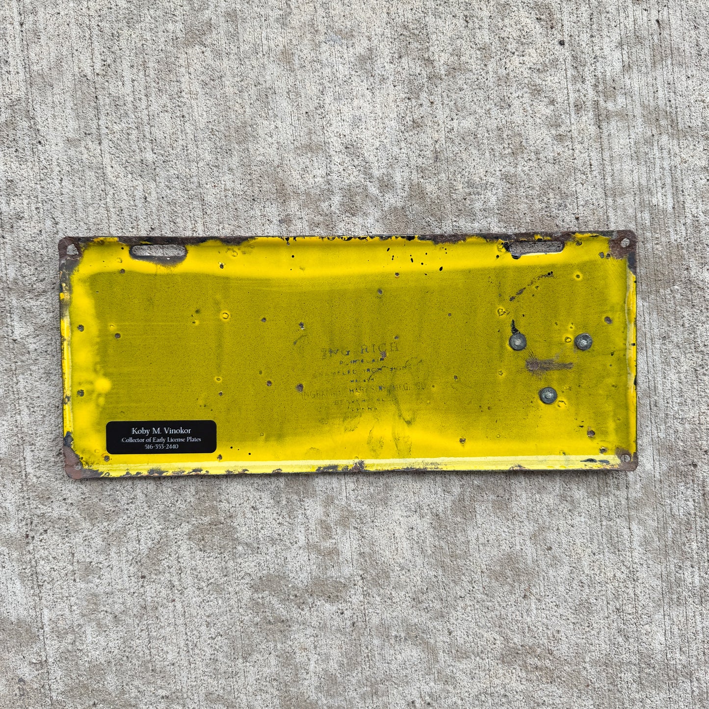 Photo of a 1911 Pennsylvania Porcelain License Plate Auto Tag Garage Decor Vintage 38185 with original patina
