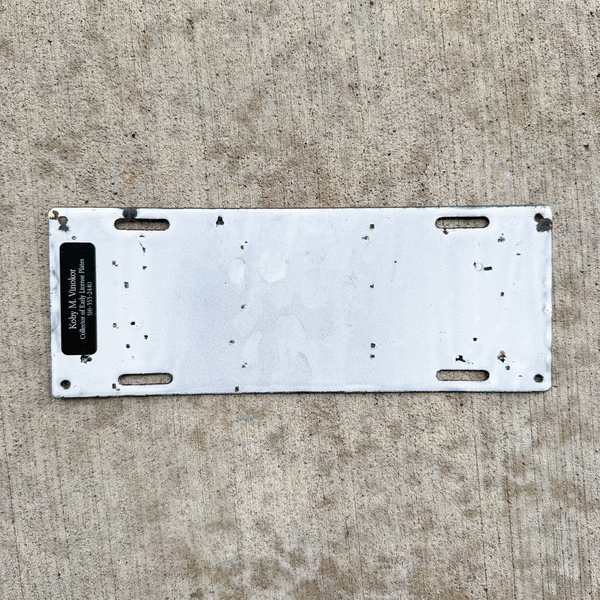 Photo of a 1912 1917 Rhode Island Porcelain License Plate Auto Tag Garage Decor Vintage 34966 with original patina