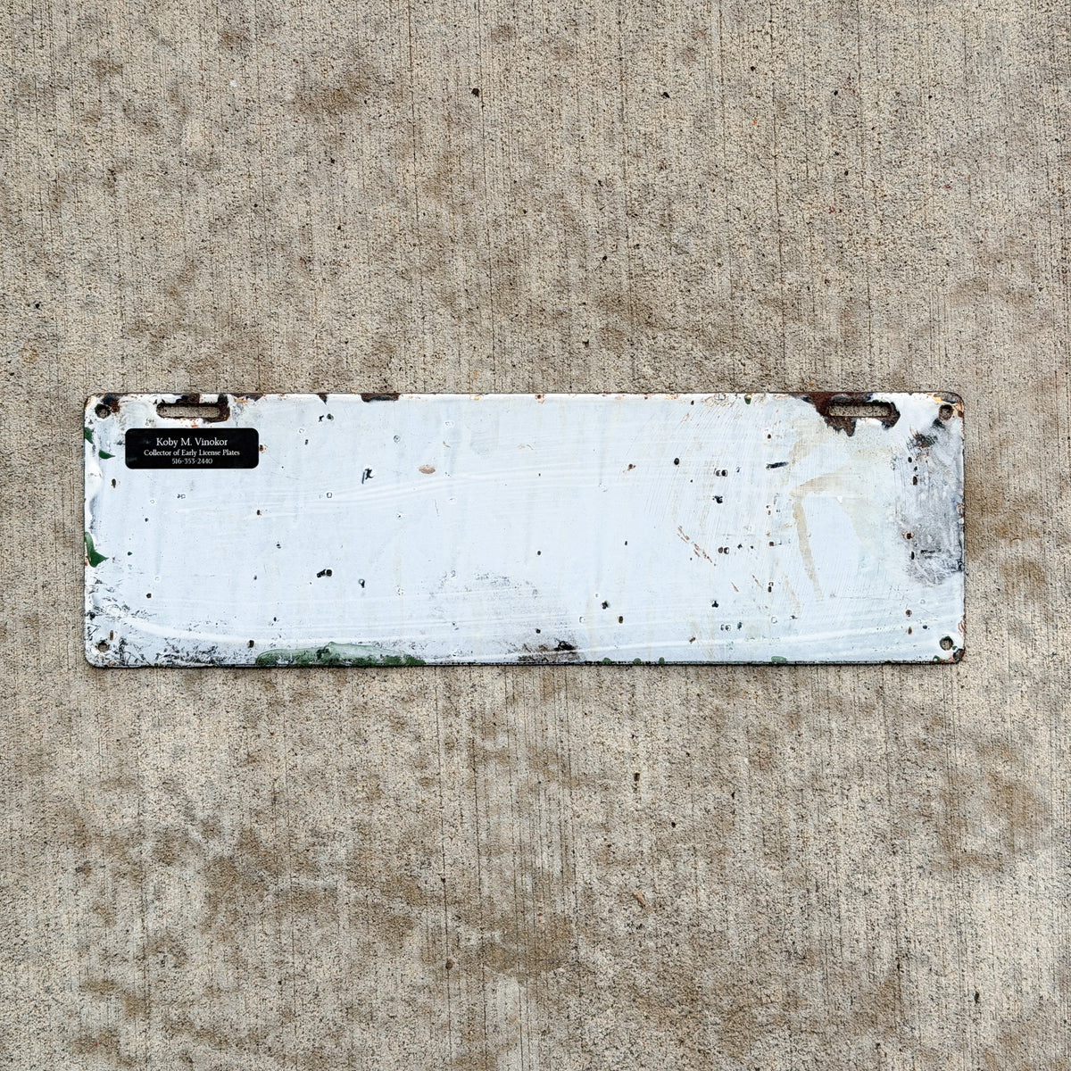Photo of a 1912 Connecticut Porcelain Livery License Plate Auto Tag Garage Decor Vintage 445 L with original patina