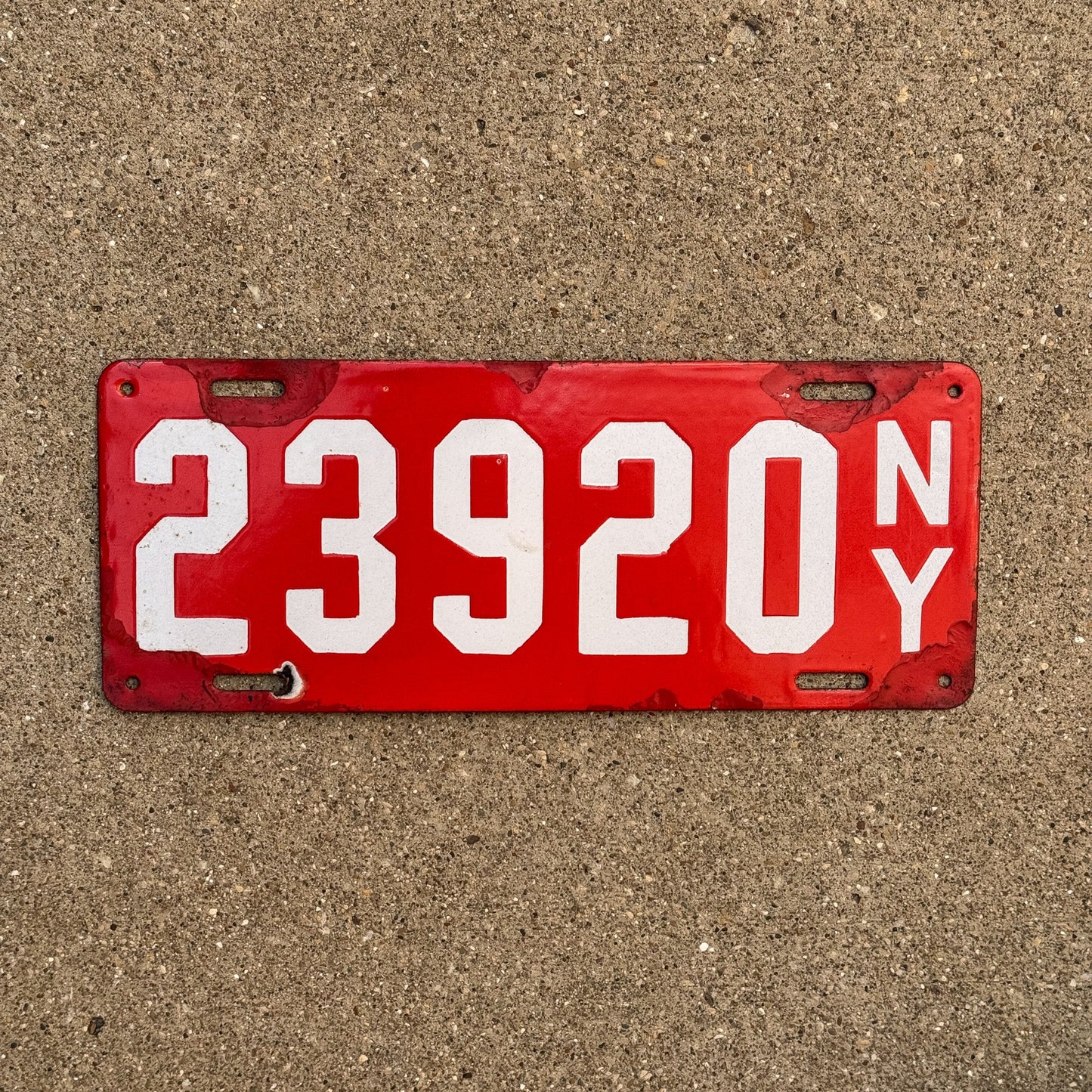 Photo of a 1912 New York Porcelain License Plate Auto Tag Garage Decor Vintage 23920