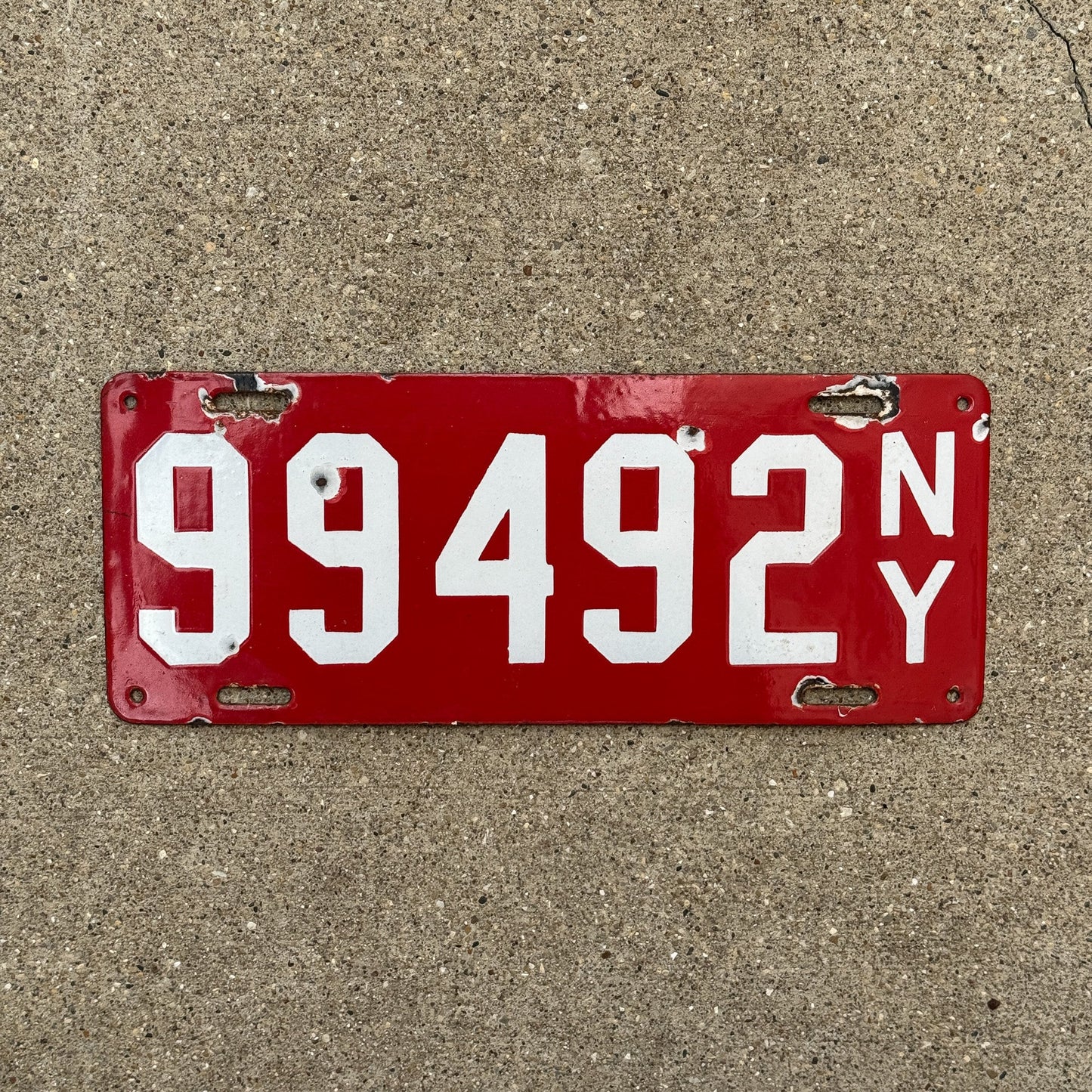Photo of a 1912 New York Porcelain License Plate Auto Tag Garage Decor Vintage 99492