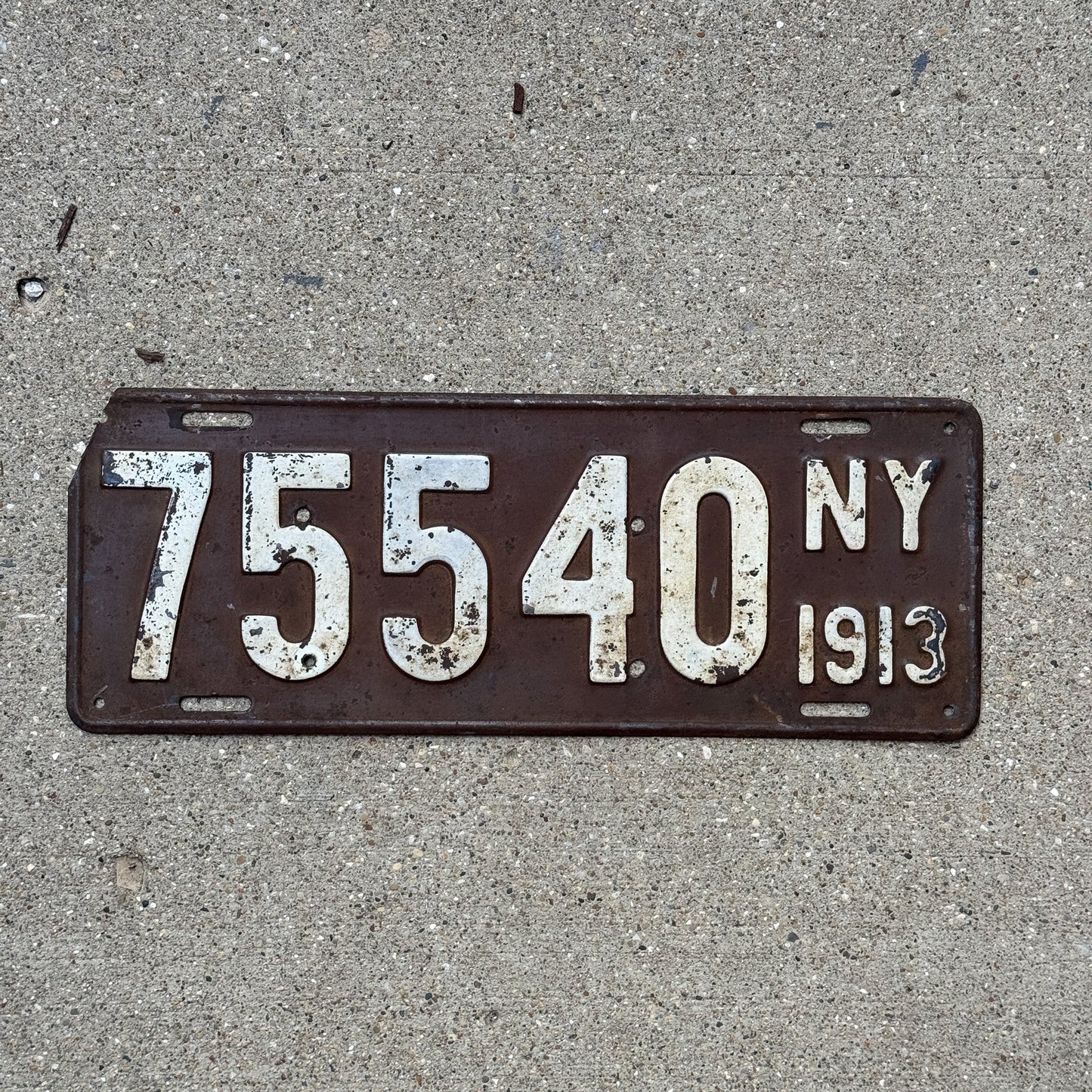 Photo of a 1913 New York License Plate Auto Tag Garage Decor Vintage 75540