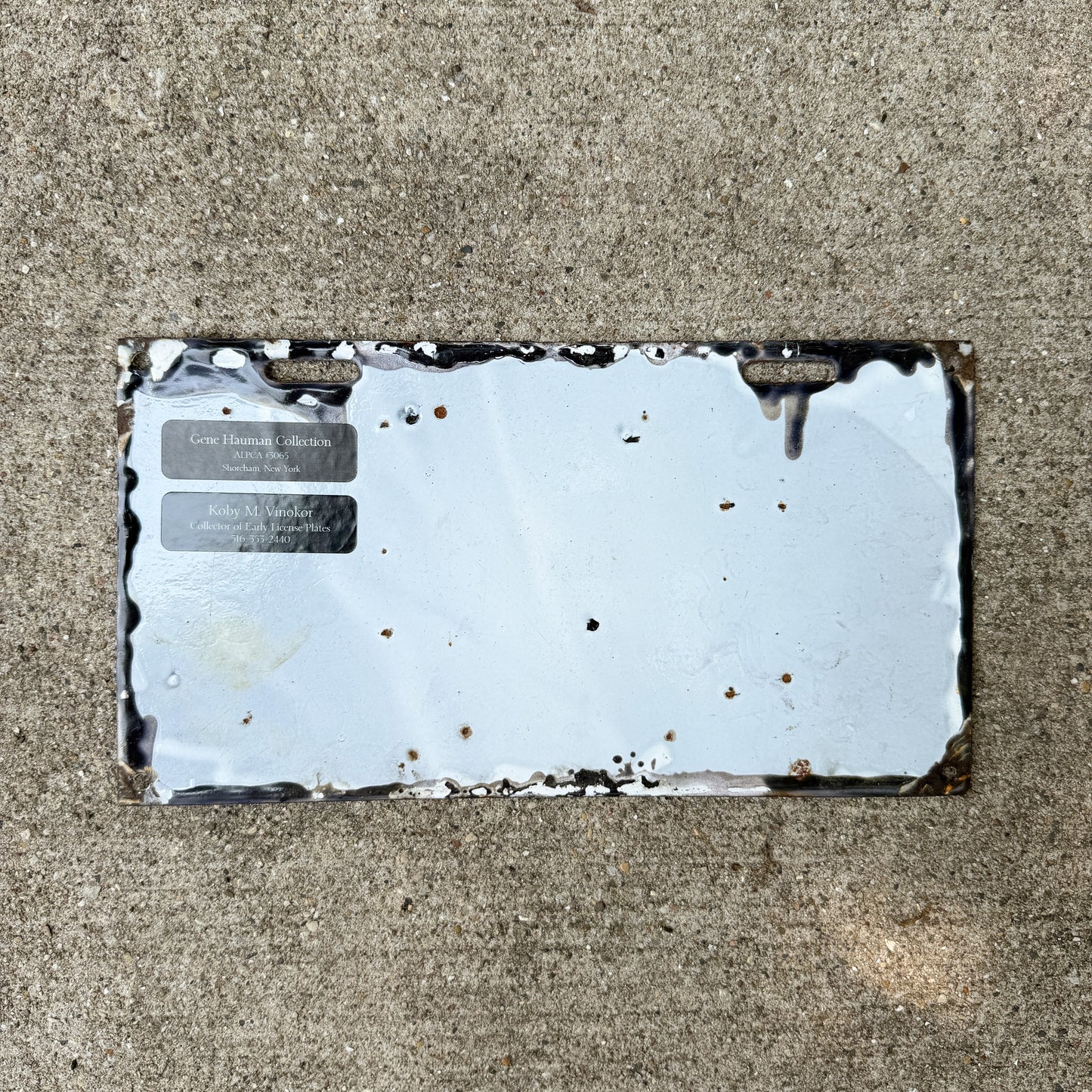 Photo of a 1914 British Columbia Porcelain License Plate Auto Tag Garage Decor Vintage High Quality 5272 with original patina