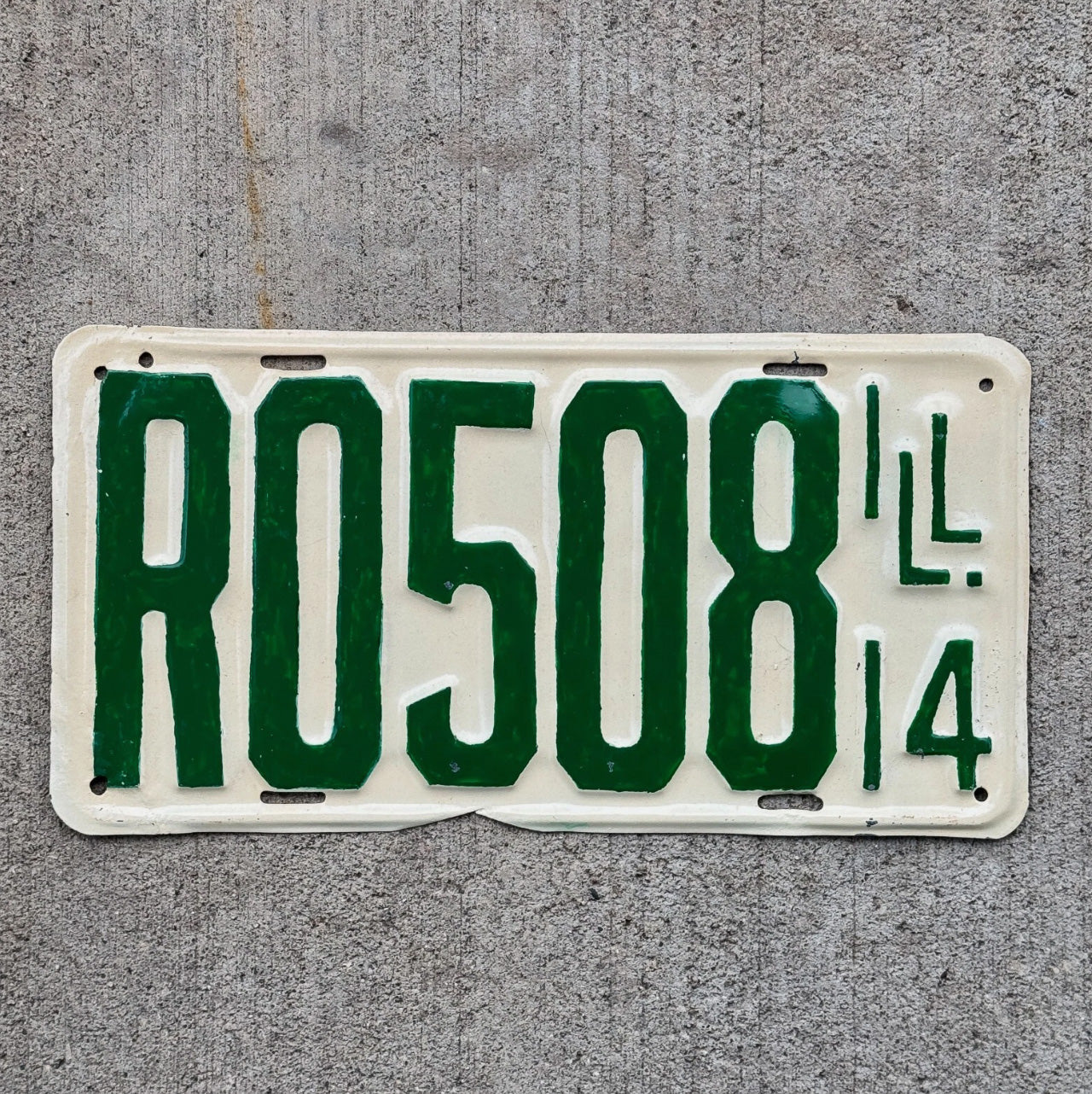 Photo of a 1914 Illinois License Plate Auto Tag Garage Decor Vintage Model T Ford Year Repaint Large Plate R 0508