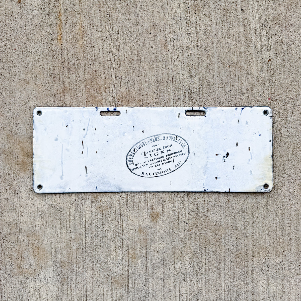Photo of a 1914 Maine Porcelain License Plate Auto Tag Garage Decor Vintage 6993 with original patina