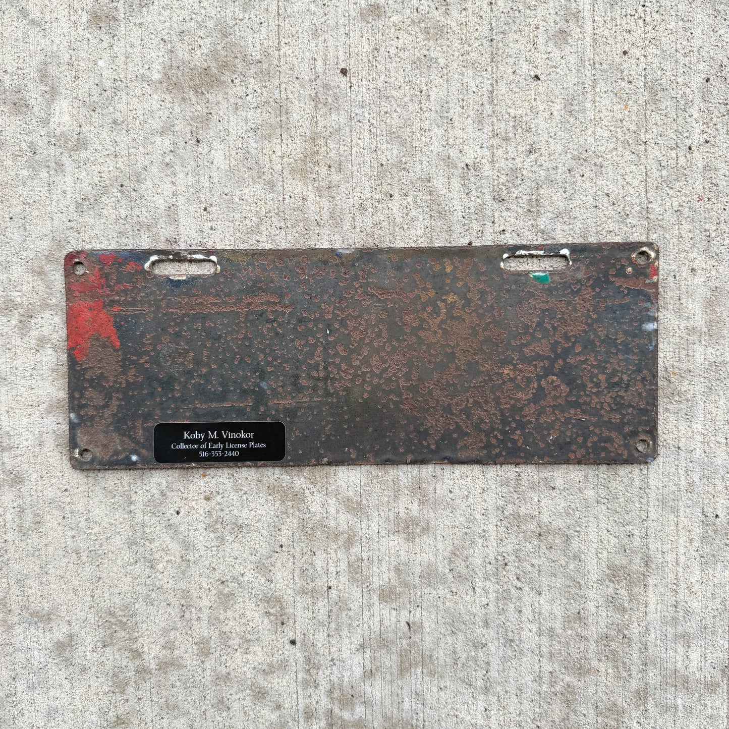 Photo of a 1915 Alabama Porcelain License Plate Auto Tag Garage Decor Vintage ALPCA Archive Example 12097 with original patina