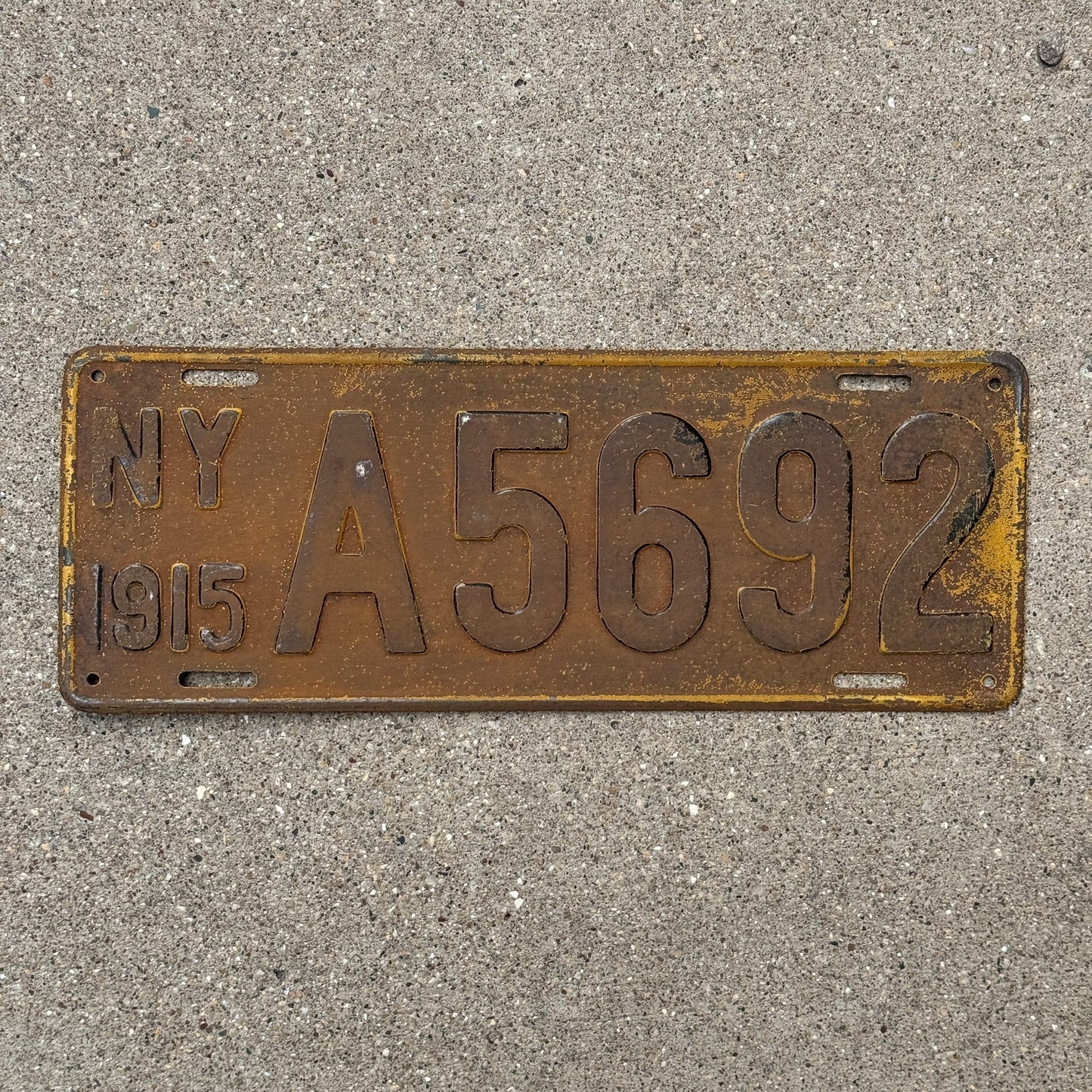 Photo of a 1915 New York License Plate Auto Tag Garage Decor Vintage A 5692