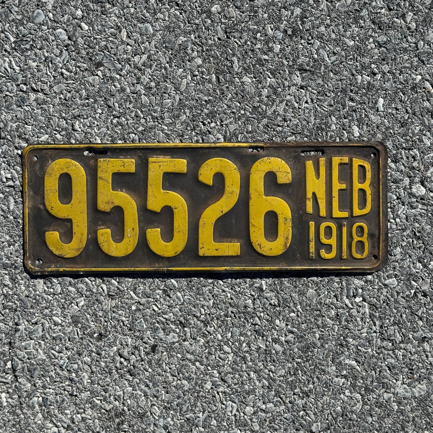 Photo of a 1918 Nebraska License Plate Auto Tag Garage Decor Vintage 95526