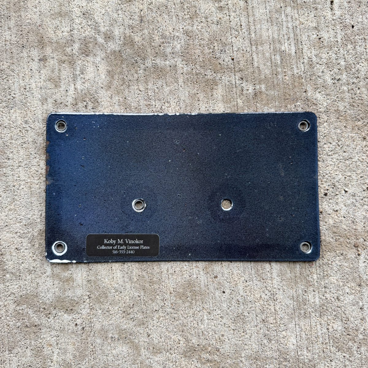 Photo of a 1920 Era New York Porcelain License Plate Auto Tag Garage Decor Vintage New York City Bureau of Water Supply BWS with original patina