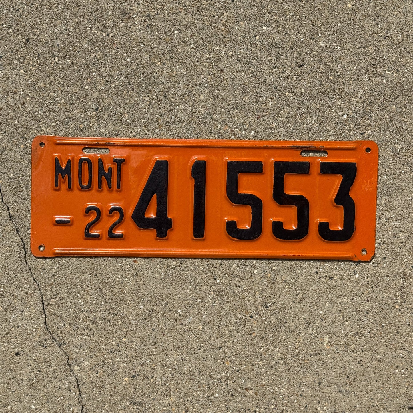 Photo of a 1922 Montana License Plate Auto Tag Garage Decor Vintage 41553
