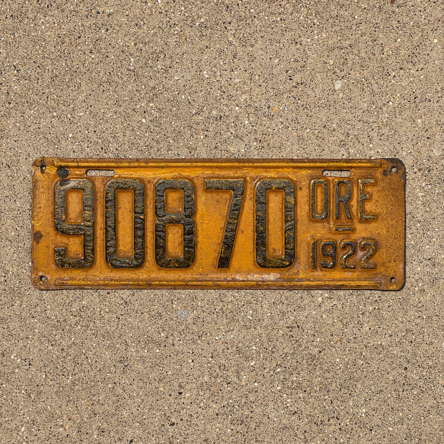 Photo of a 1922 Oregon License Plate Auto Tag Garage Decor Vintage 90870