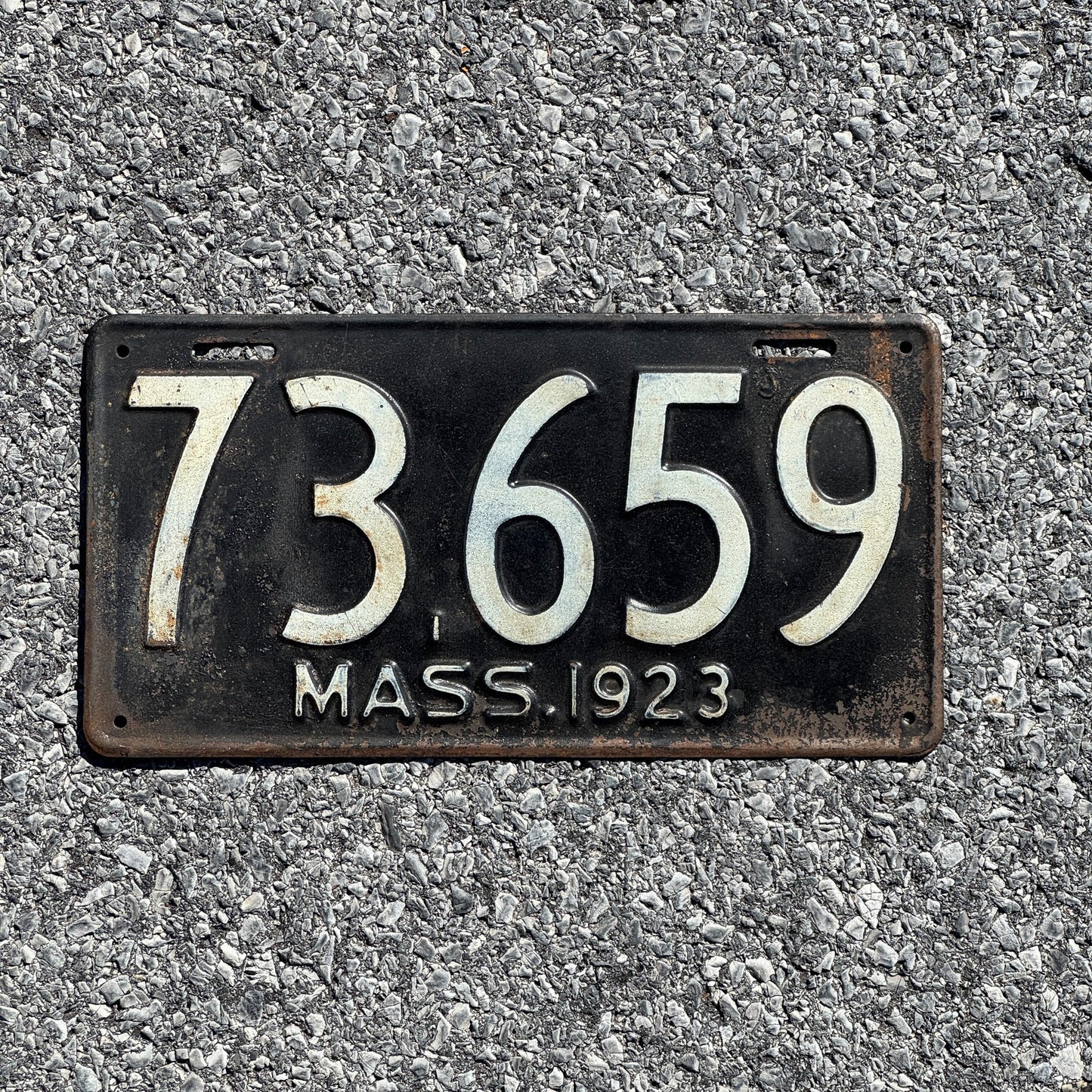 Photo of a 1923 Massachusetts License Plate Auto Tag Garage Decor Vintage 73659