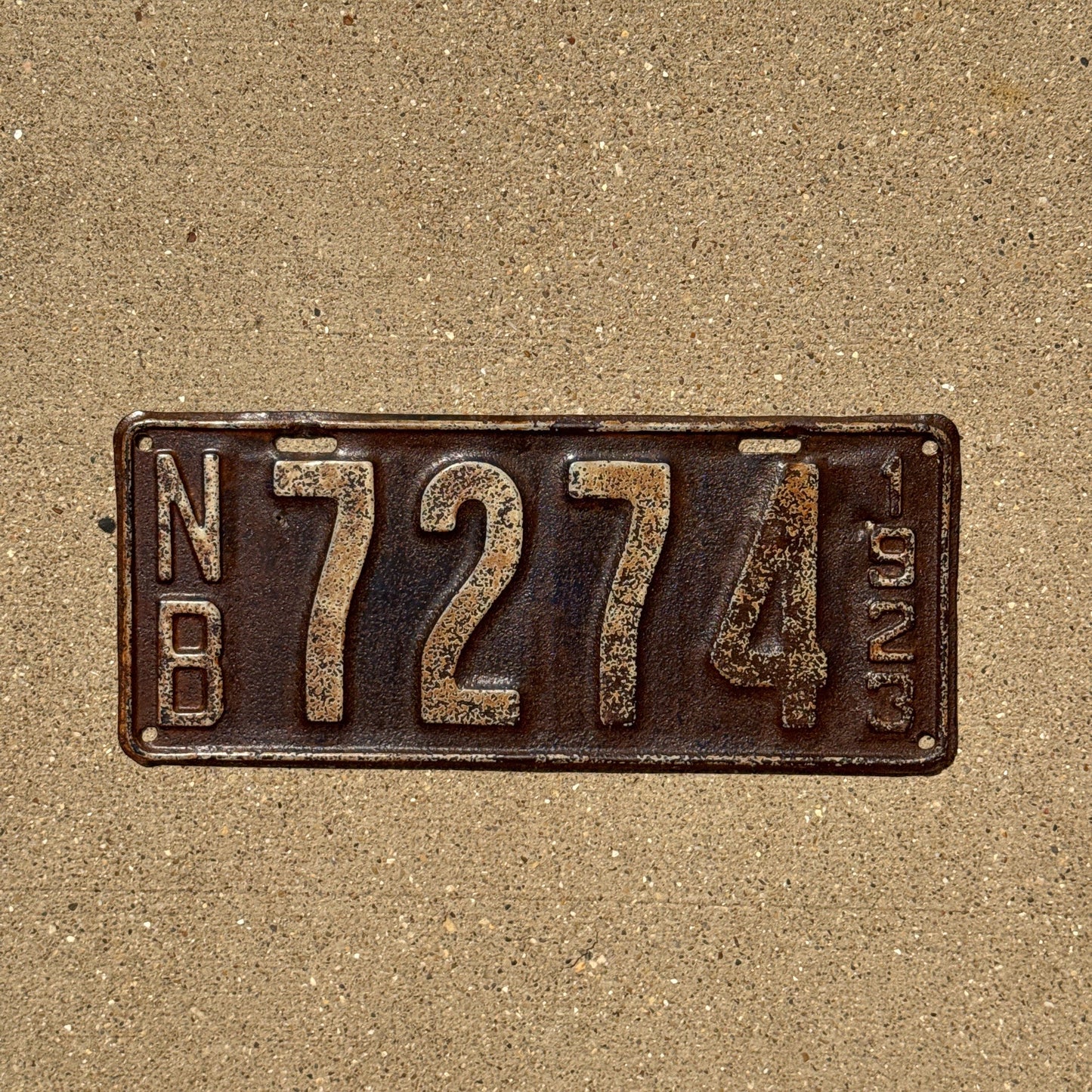 Photo of a 1923 New Brunswick License Plate Auto Tag Garage Decor Vintage 7274