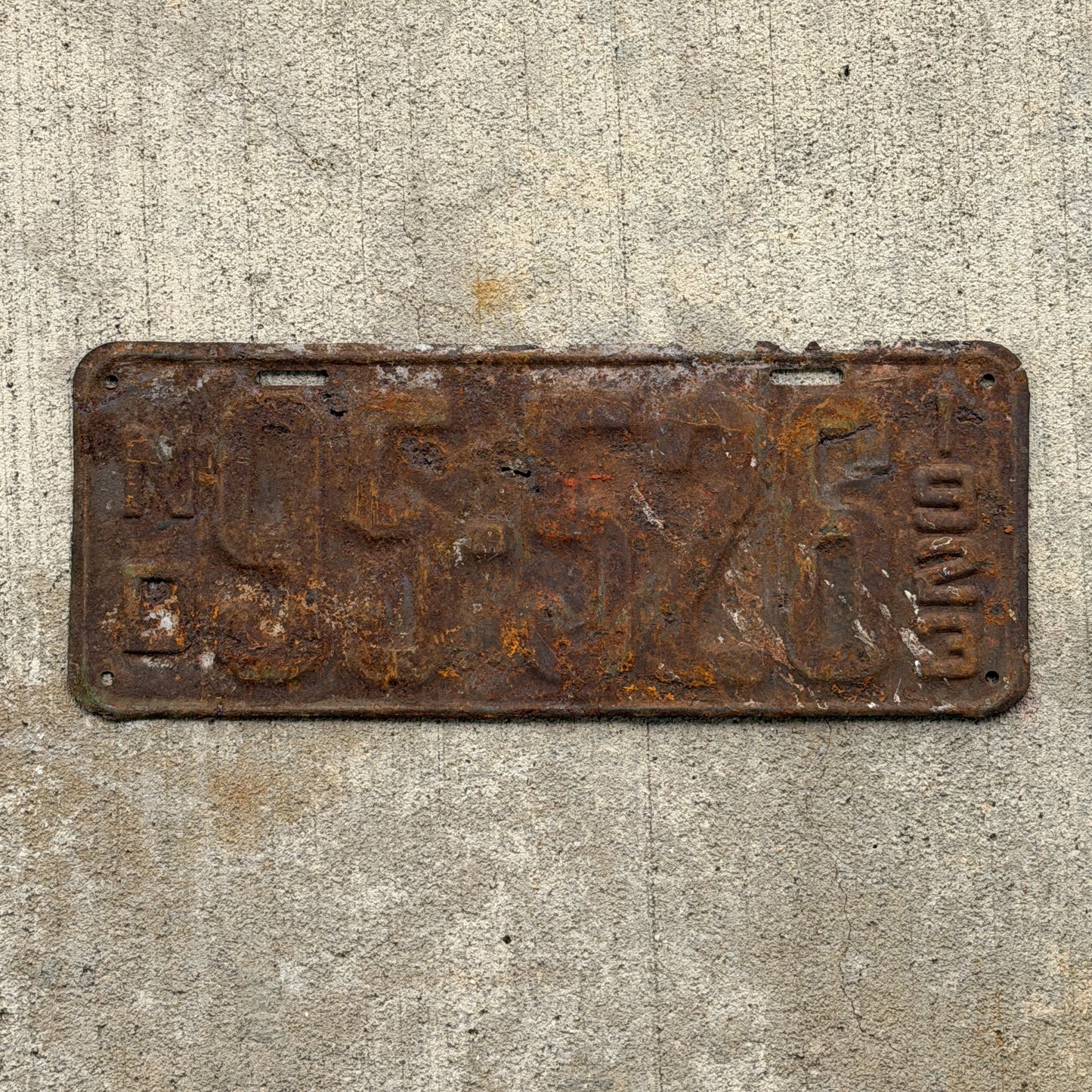 Photo of a 1923 North Dakota License Plate Auto Tag Garage Decor Vintage 95 526 with original patina