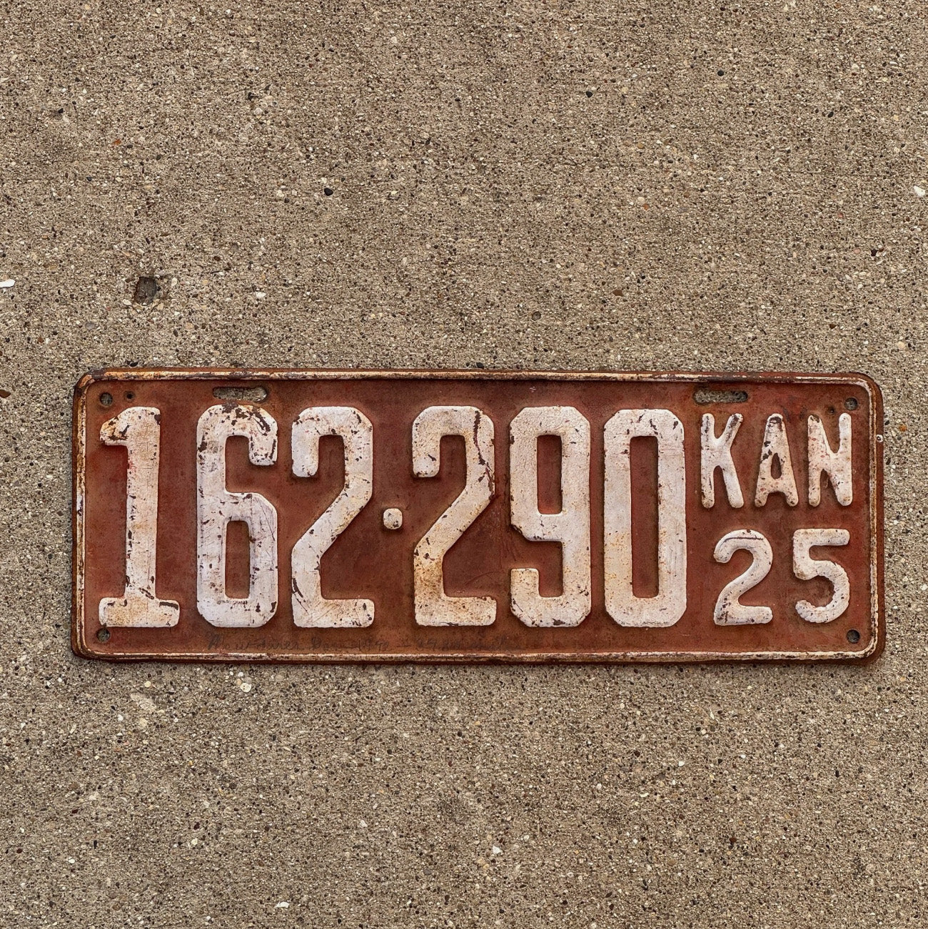 Photo of a 1925 Kansas License Plate Auto Tag Garage Decor Vintage 162290