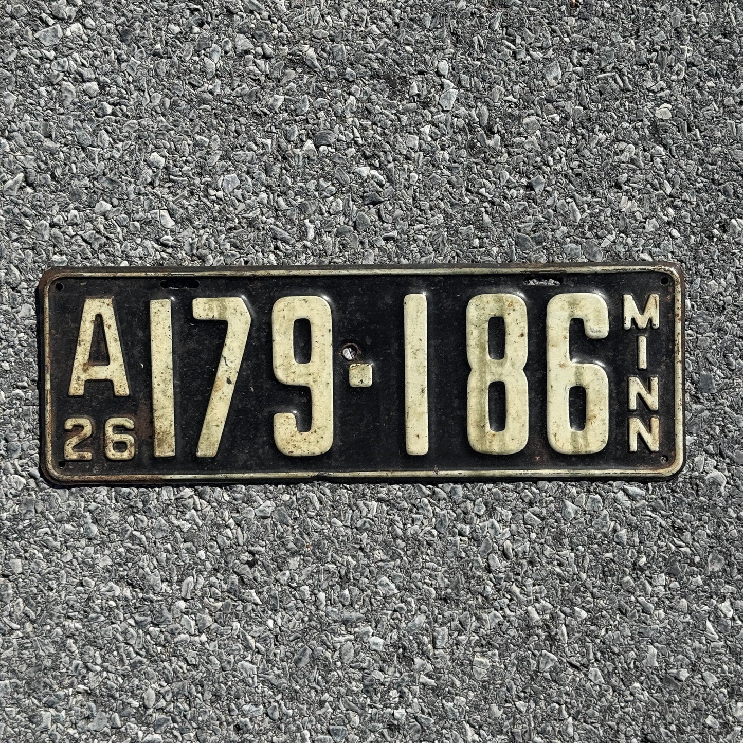 Photo of a 1926 Minnesota License Plate Auto Tag Garage Decor Vintage A179 186