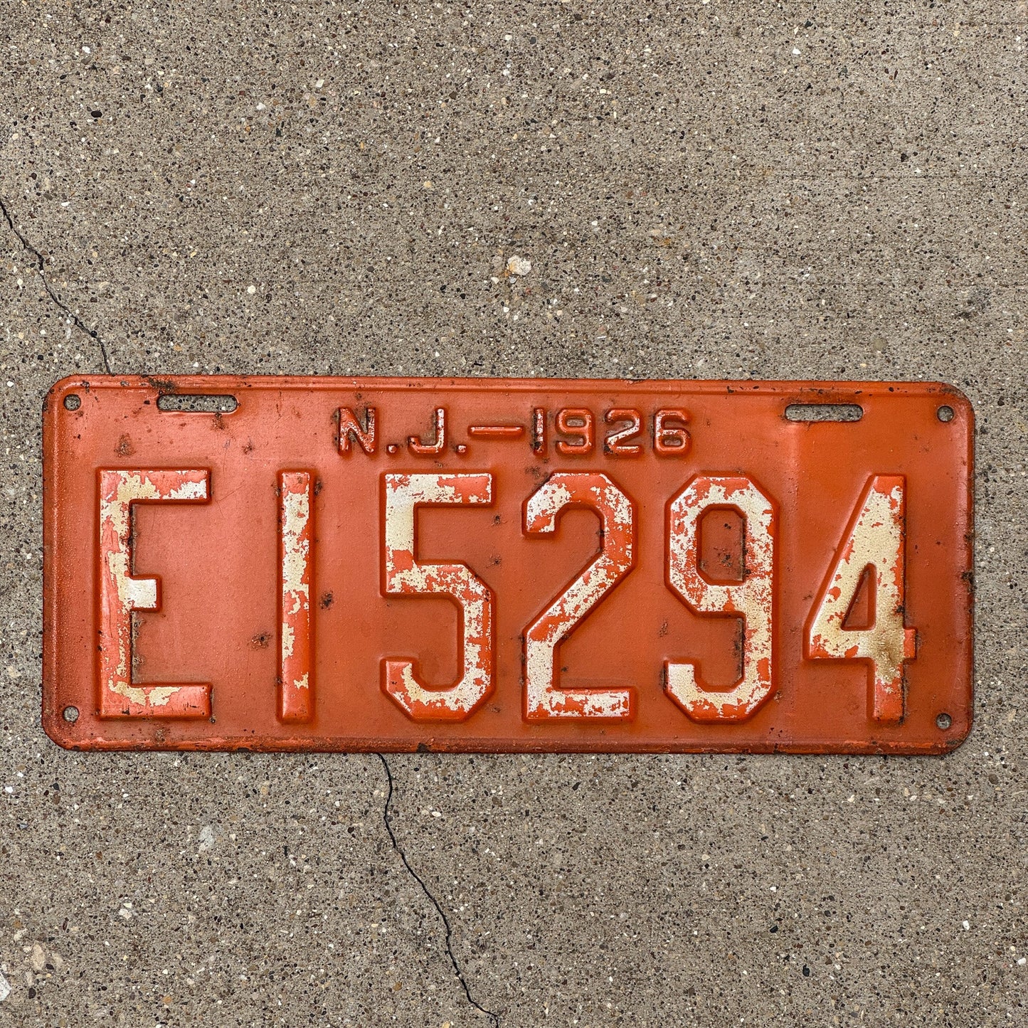 Photo of a 1926 New Jersey License Plate Auto Tag Garage Decor Vintage E 15294