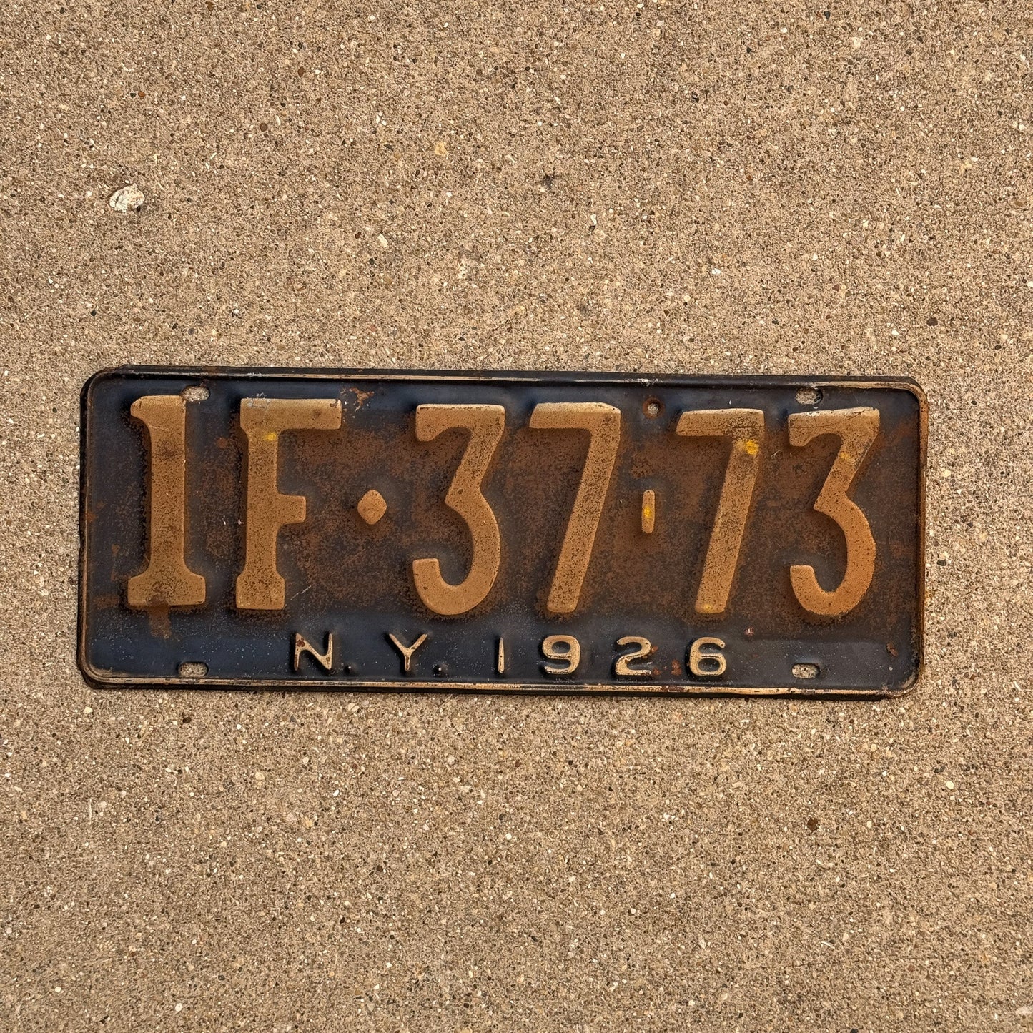 Photo of a 1926 New York License Plate Auto Tag Garage Decor Vintage 1F 3773