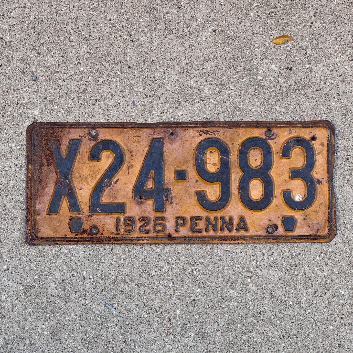 Photo of a 1926 Pennsylvania Dealer License Plate Auto Tag Garage Decor Vintage X 24983 with original patina