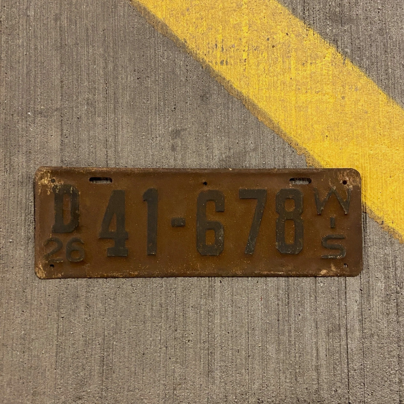 Photo of a 1926 Wisconsin License Plate Auto Tag Garage Decor Vintage Rusty Rustic D 41 678