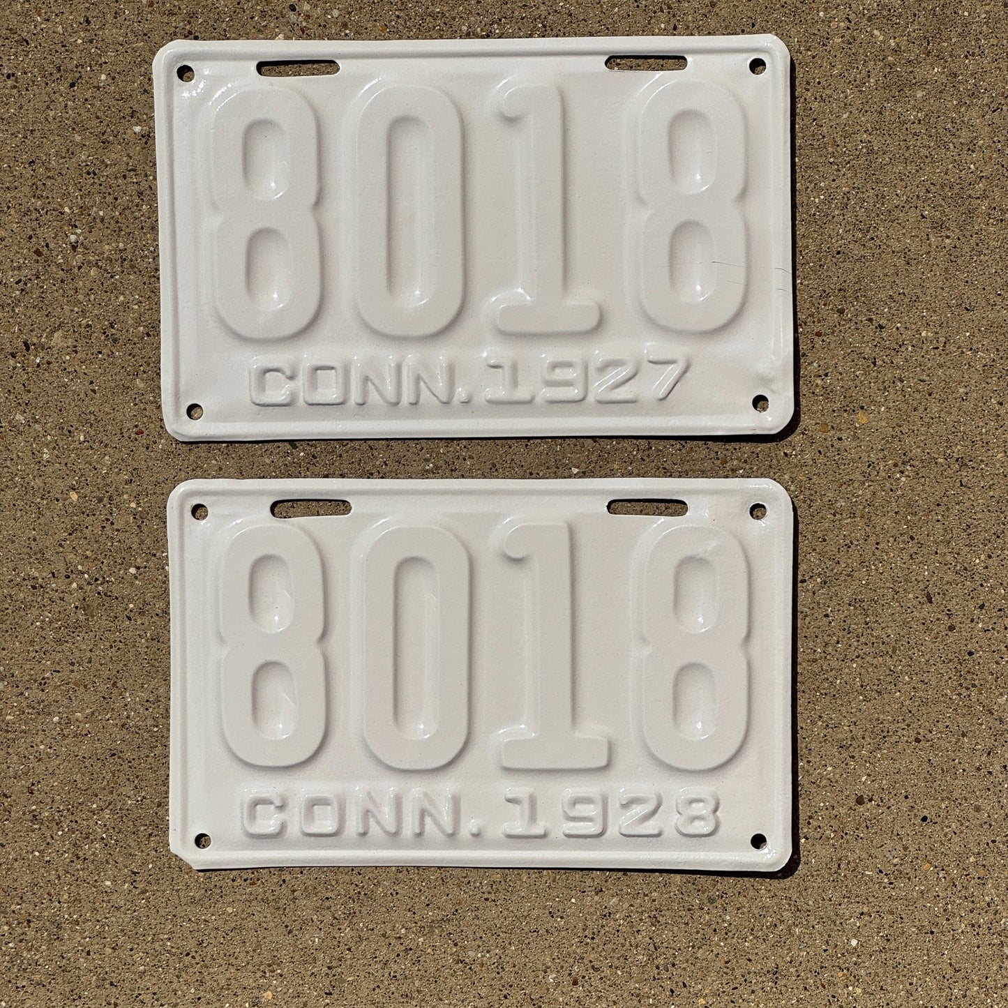 Photo of a 1927 1928 Connecticut License Plate Auto Tag Garage Decor Vintage Consecutive Years (Not a Pair) 8018