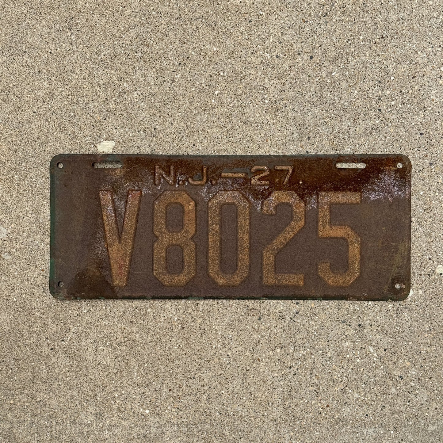 Photo of a 1927 New Jersey License Plate Auto Tag Garage Decor Vintage V 8025