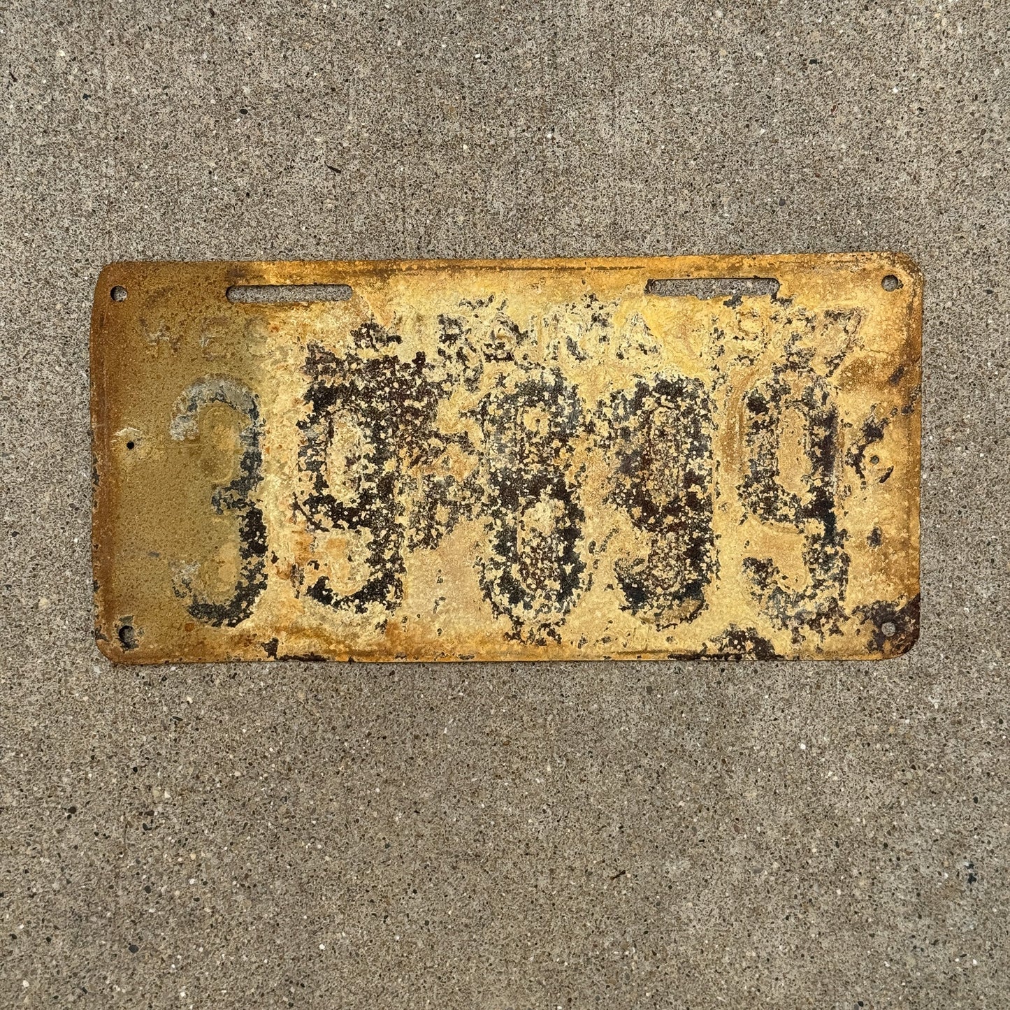 Photo of a 1927 West Virginia License Plate Auto Tag Garage Decor Vintage 39 699