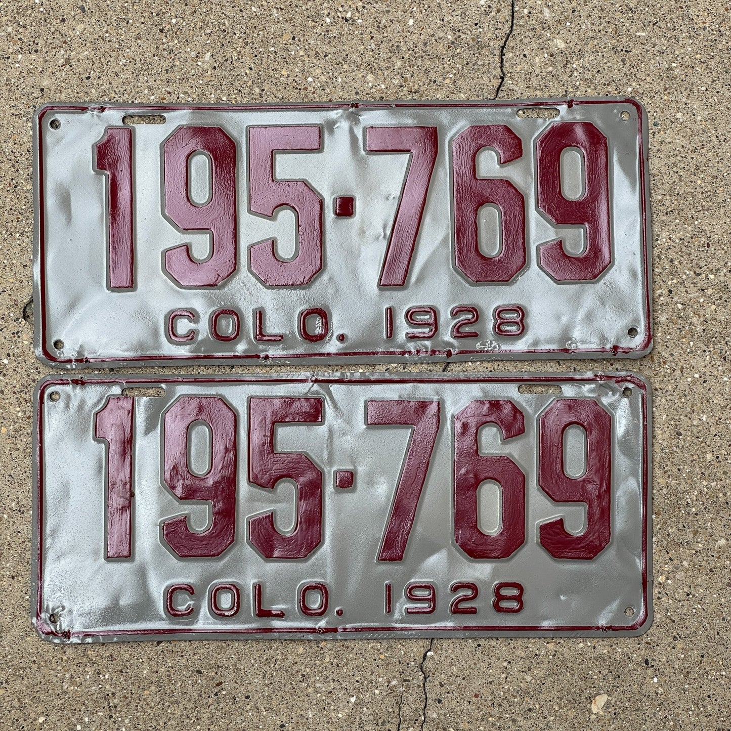 Photo of a 1928 Colorado License Plate Pair Auto Tag Garage Decor Vintage Ford Model T Year 195 769