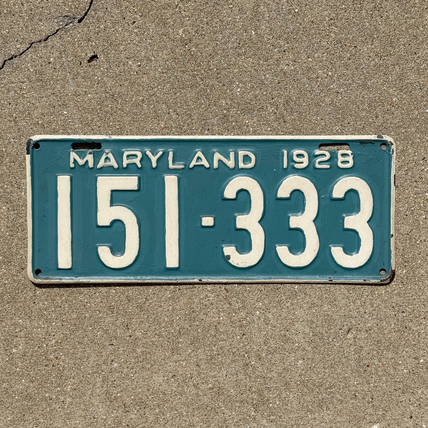 Photo of a 1928 Maryland License Plate Auto Tag Garage Decor Vintage Repeat Repeating 151 333