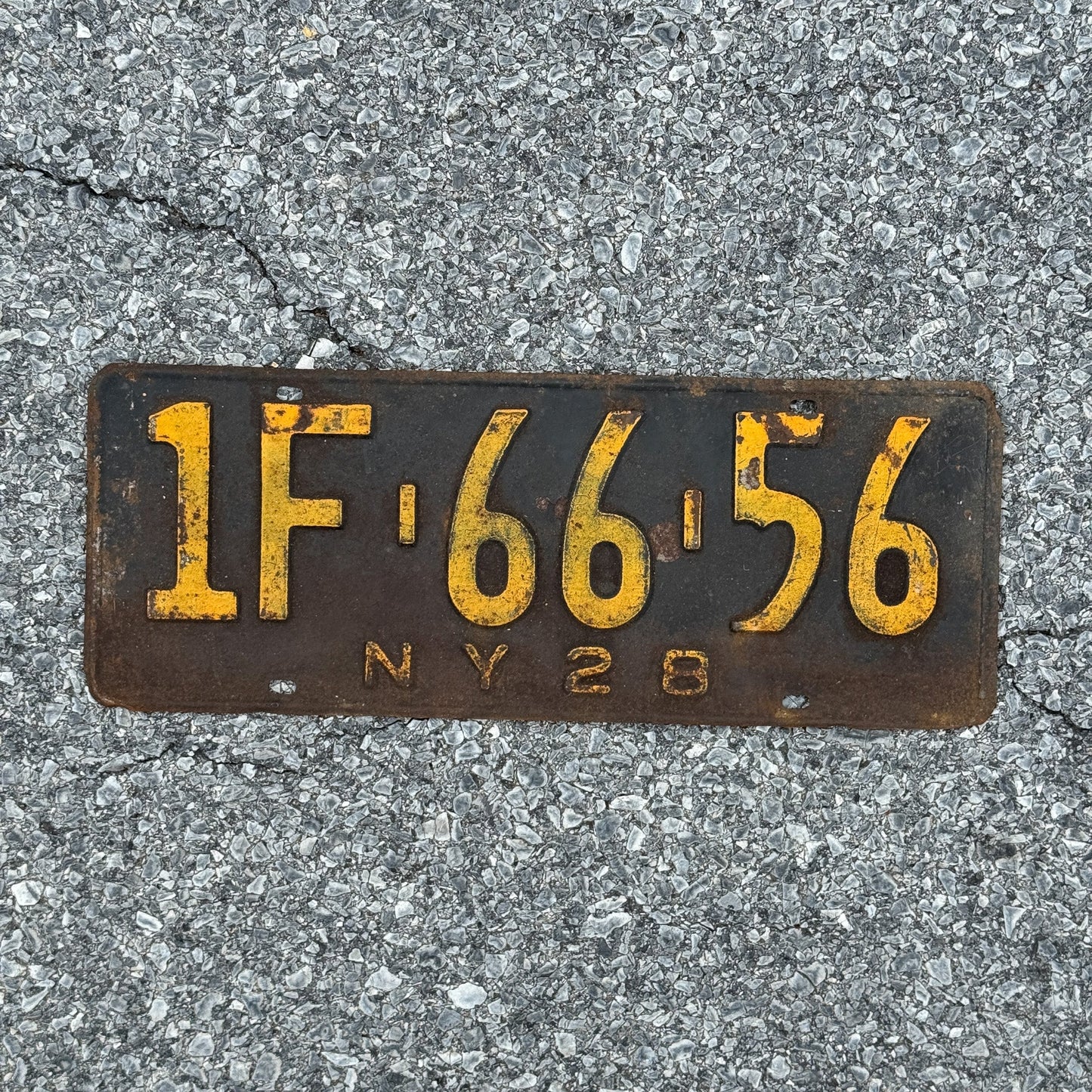 Photo of a 1928 New York License Plate Auto Tag Garage Decor Vintage Ford Model A Year 1F 66 56