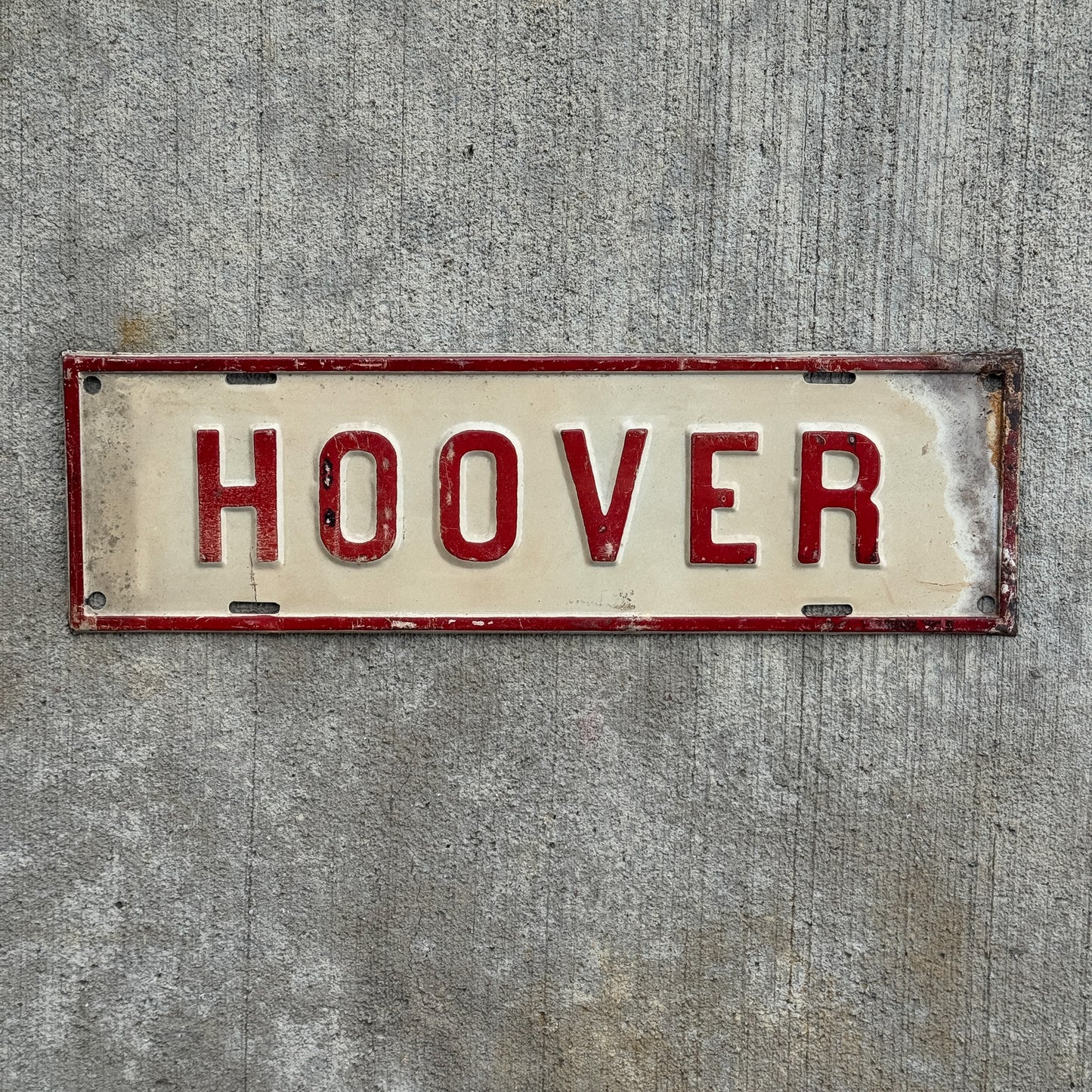 Photo of a 1929 1933 Hoover President License Plate Topper Auto Tag Garage Decor Vintage US Political Politics USA with original patina