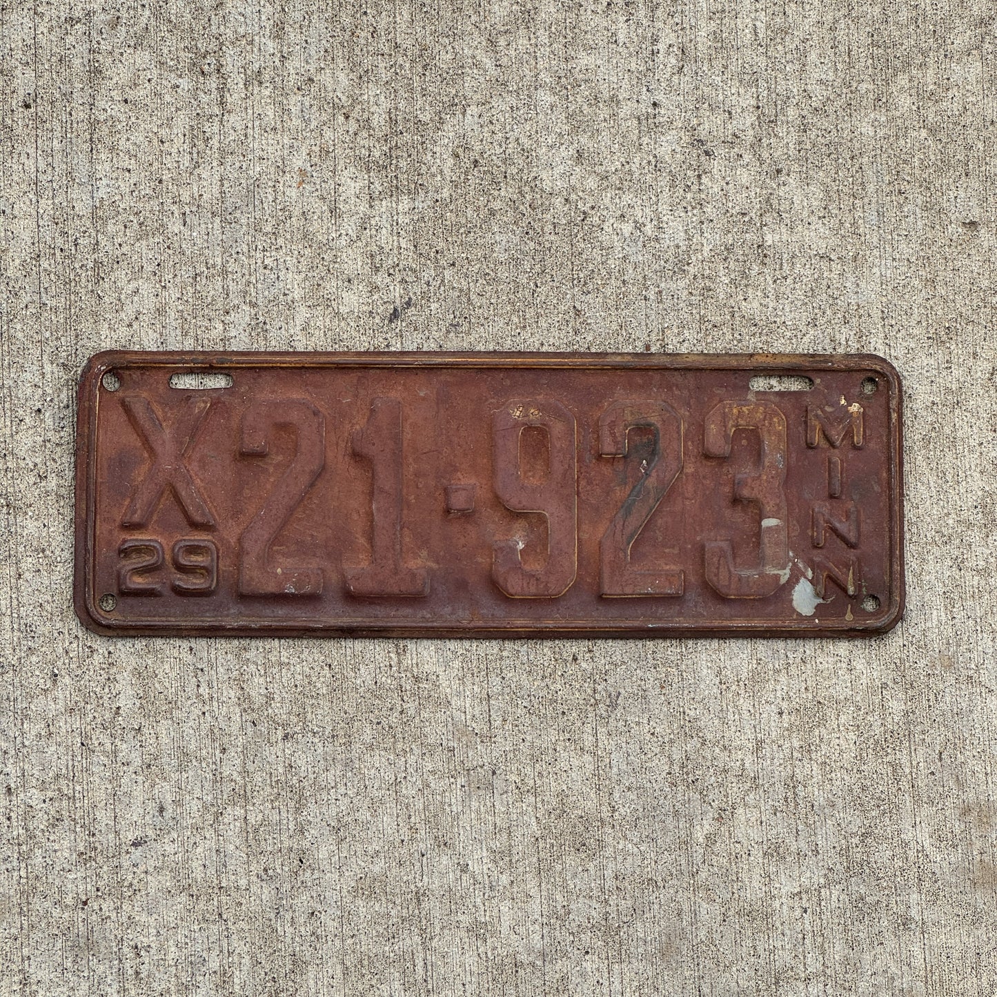 Photo of a 1929 Minnesota Truck License Plate Auto Tag Garage Decor Vintage Ford Model A Year X 21 923 with original patina