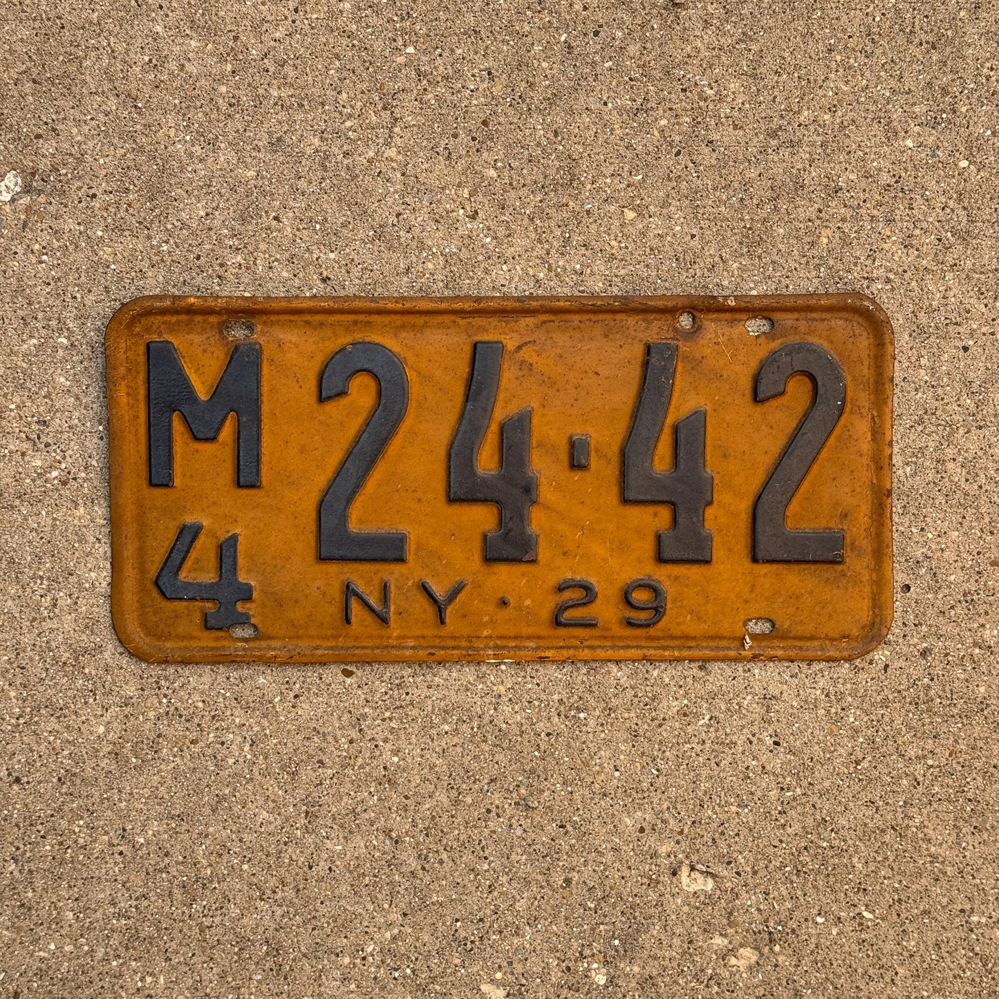 Photo of a 1929 New York License Plate Auto Tag Garage Decor Vintage Palindrome M4 2442