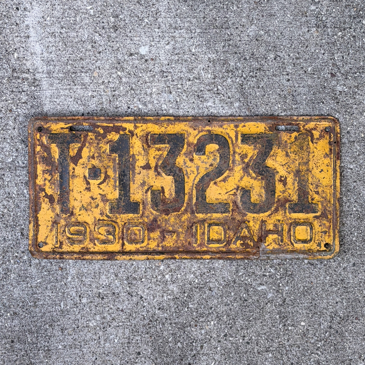 Photo of a 1930 Idaho Truck License Plate Auto Tag Garage Decor Vintage T 13231 with original patina