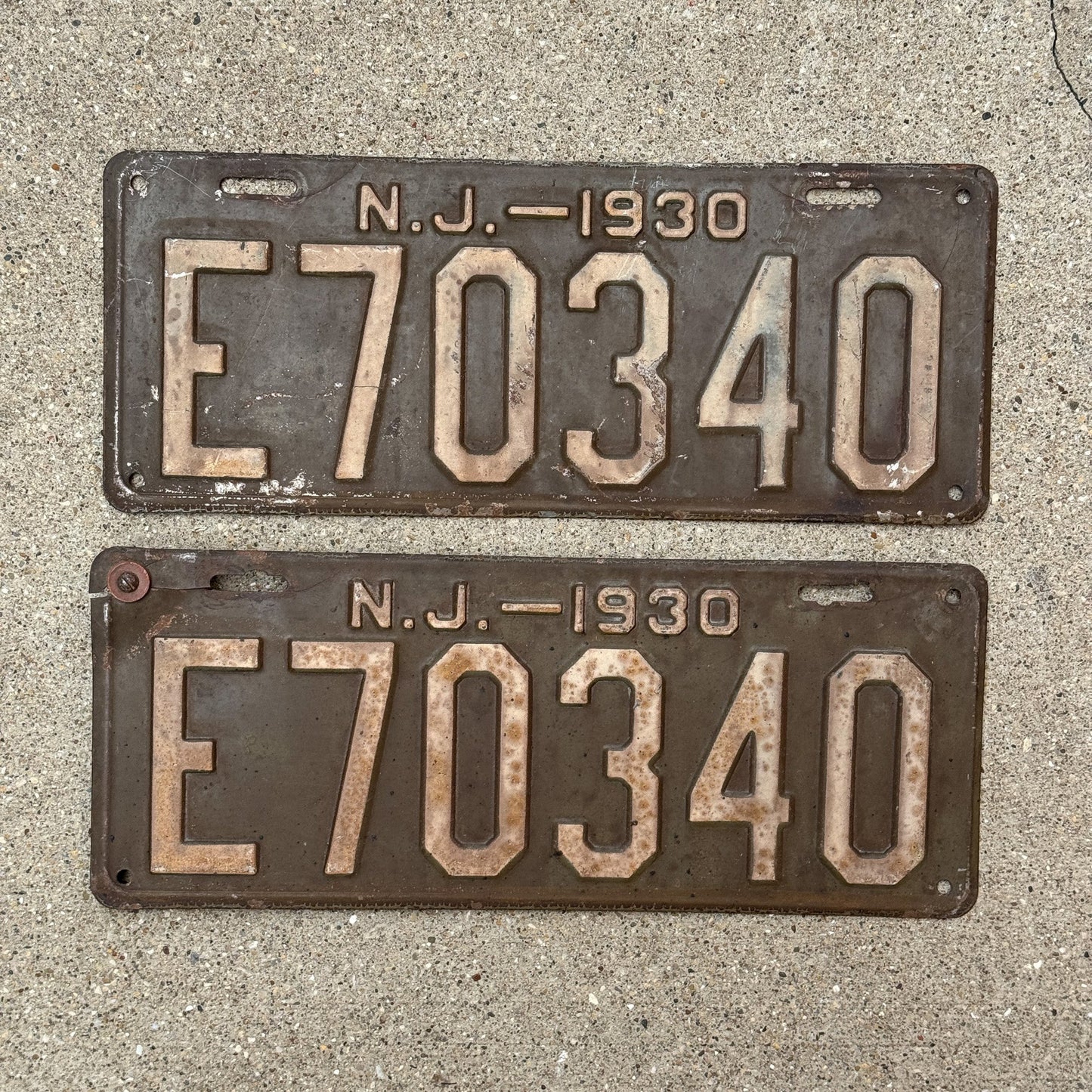 Photo of a 1930 New Jersey License Plate Pair Auto Tag Garage Decor Vintage Ford Model A E 70340