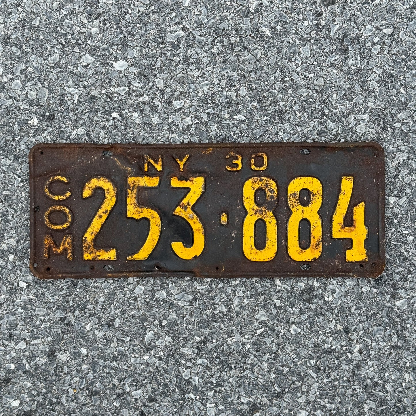Photo of a 1930 New York Truck License Plate Auto Tag Garage Decor Vintage Ford Model A Year 253 884