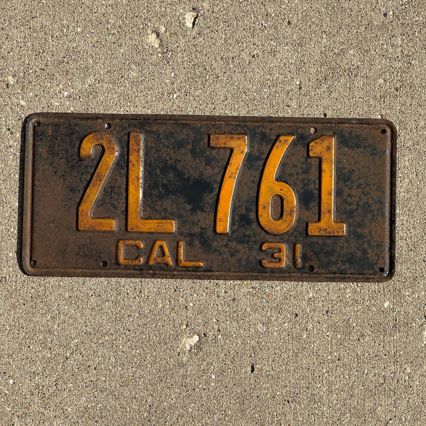 Photo of a 1931 California License Plate Auto Tag Garage Decor Vintage 2L 761