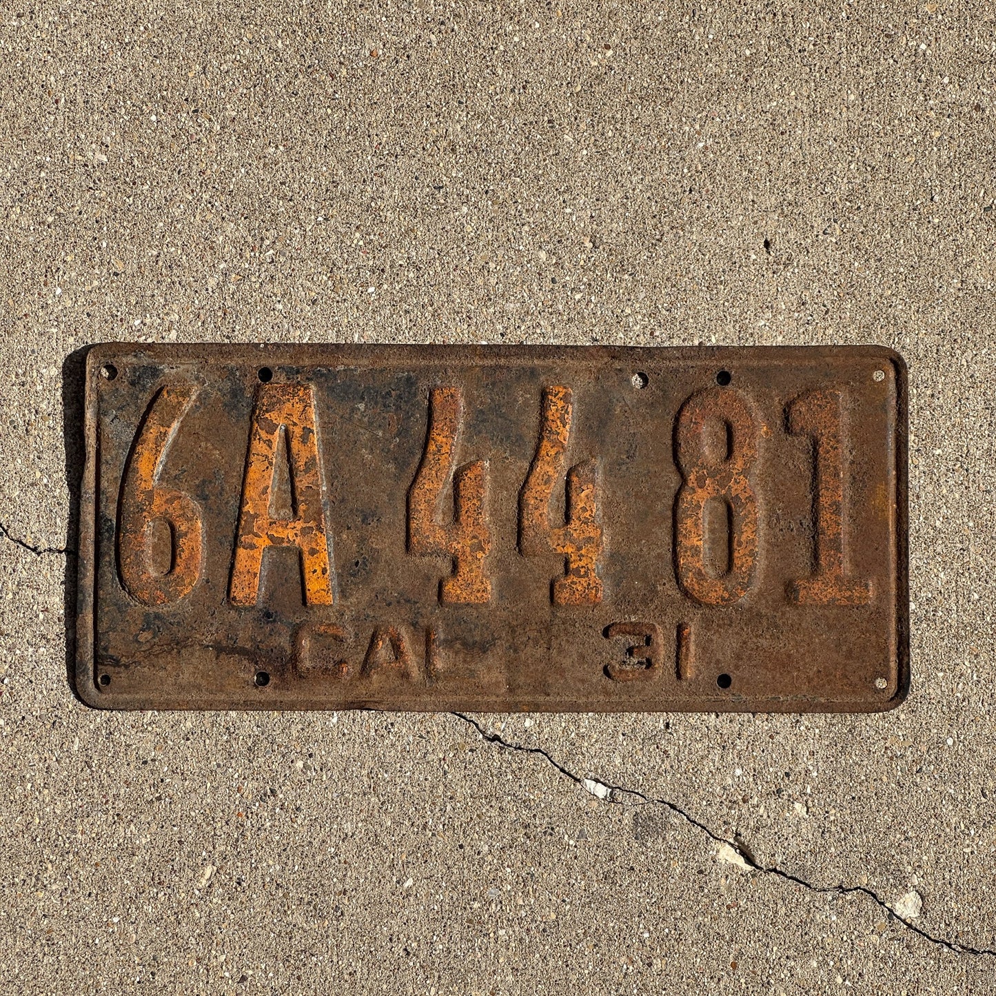 Photo of a 1931 California License Plate Auto Tag Garage Decor Vintage 6A 4481