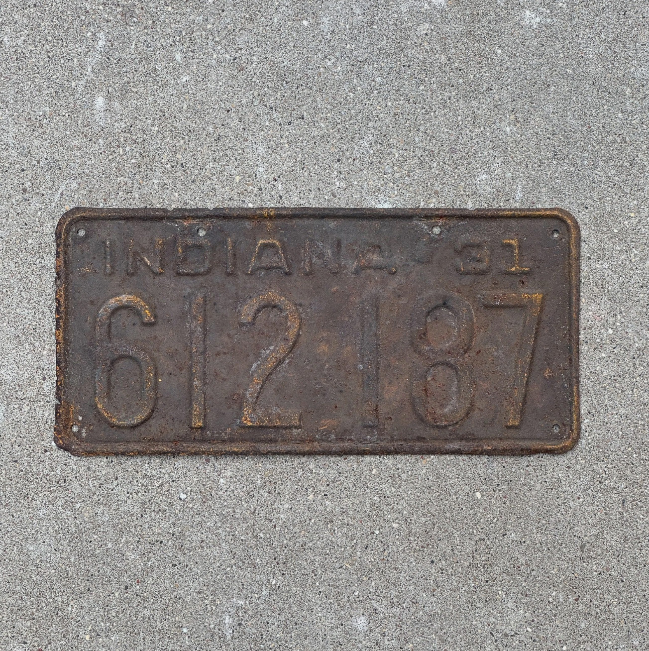 Photo of a 1931 Indiana License Plate Auto Tag Garage Decor Vintage 612187