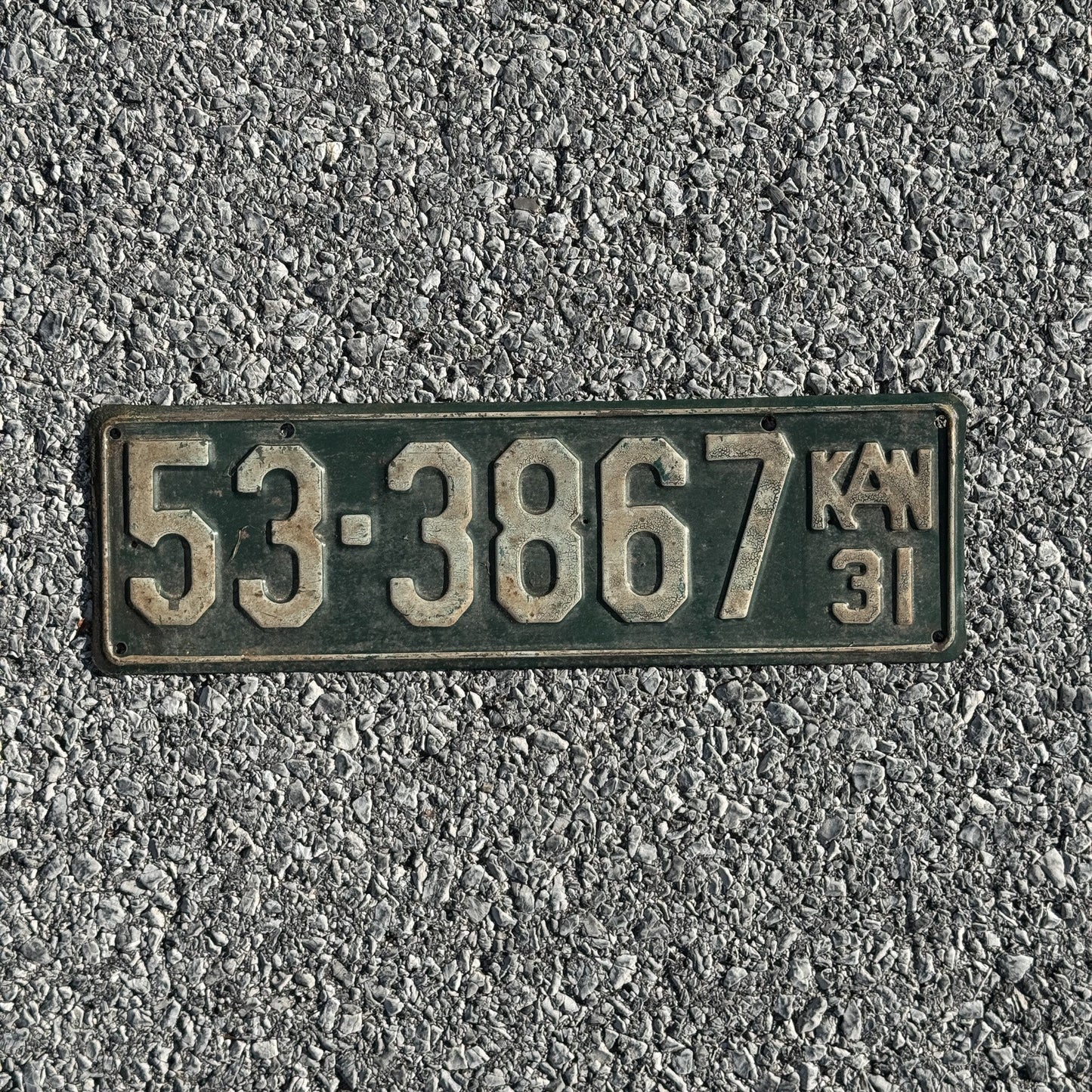 Photo of a 1931 Kansas License Plate Auto Tag Garage Decor Vintage Ford Model A Year 53 3867