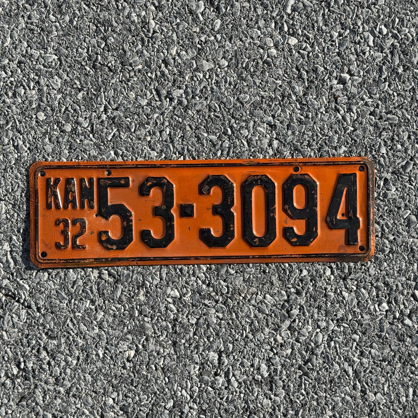 Photo of a 1932 Kansas License Plate Auto Tag Garage Decor Vintage 53 3094