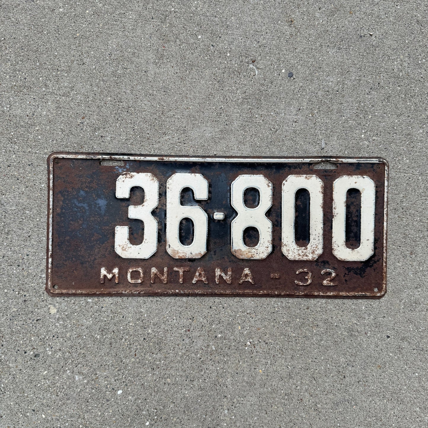 Photo of a 1932 Montana License Plate Auto Tag Garage Decor Vintage 36 800 with original patina
