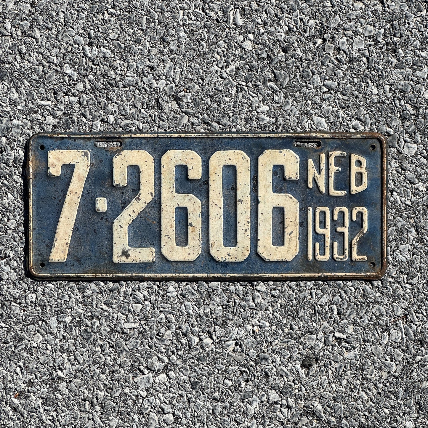 Photo of a 1932 Nebraska License Plate Auto Tag Garage Decor Vintage 72606