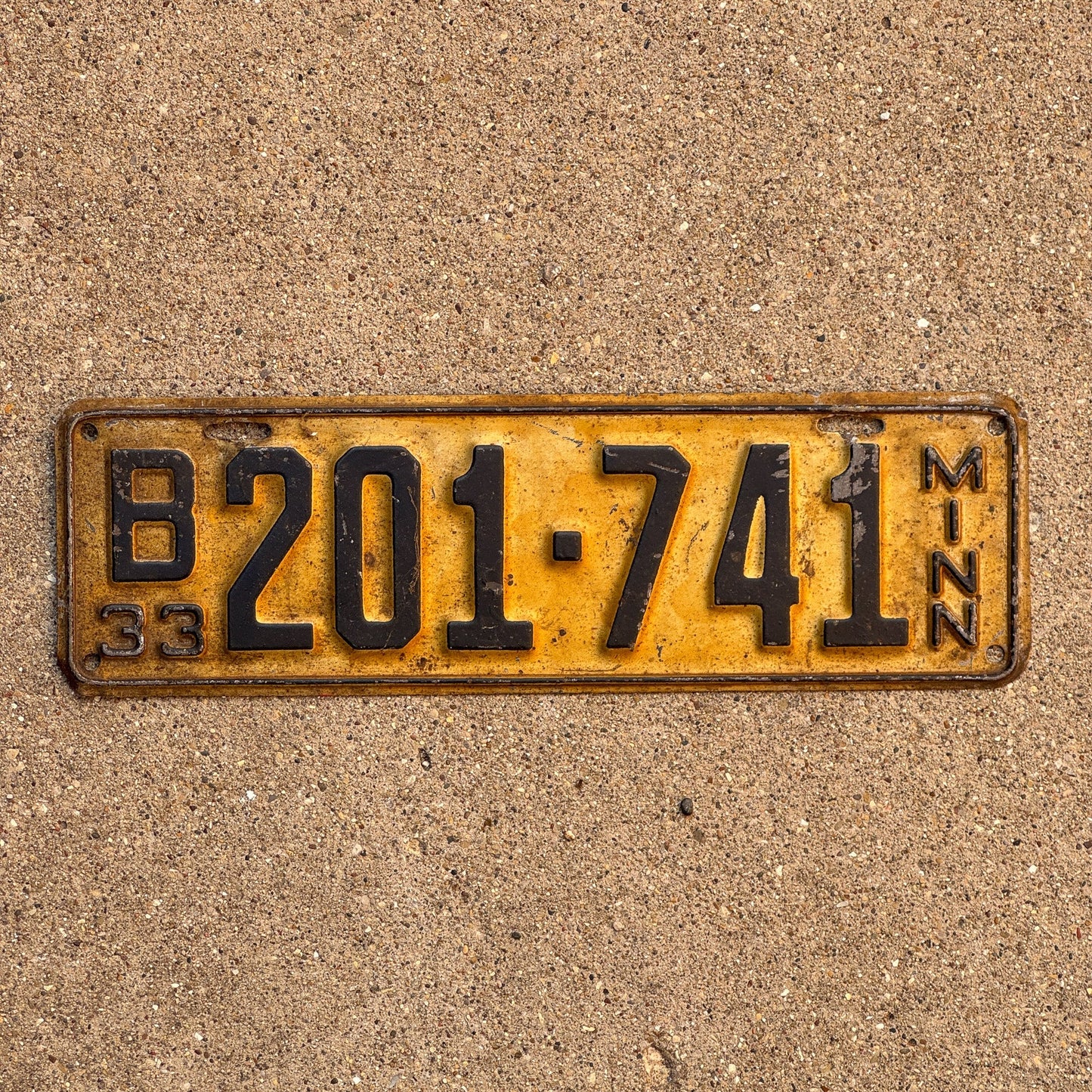 Photo of a 1933 Minnesota License Plate Auto Tag Garage Decor Vintage B 201 741
