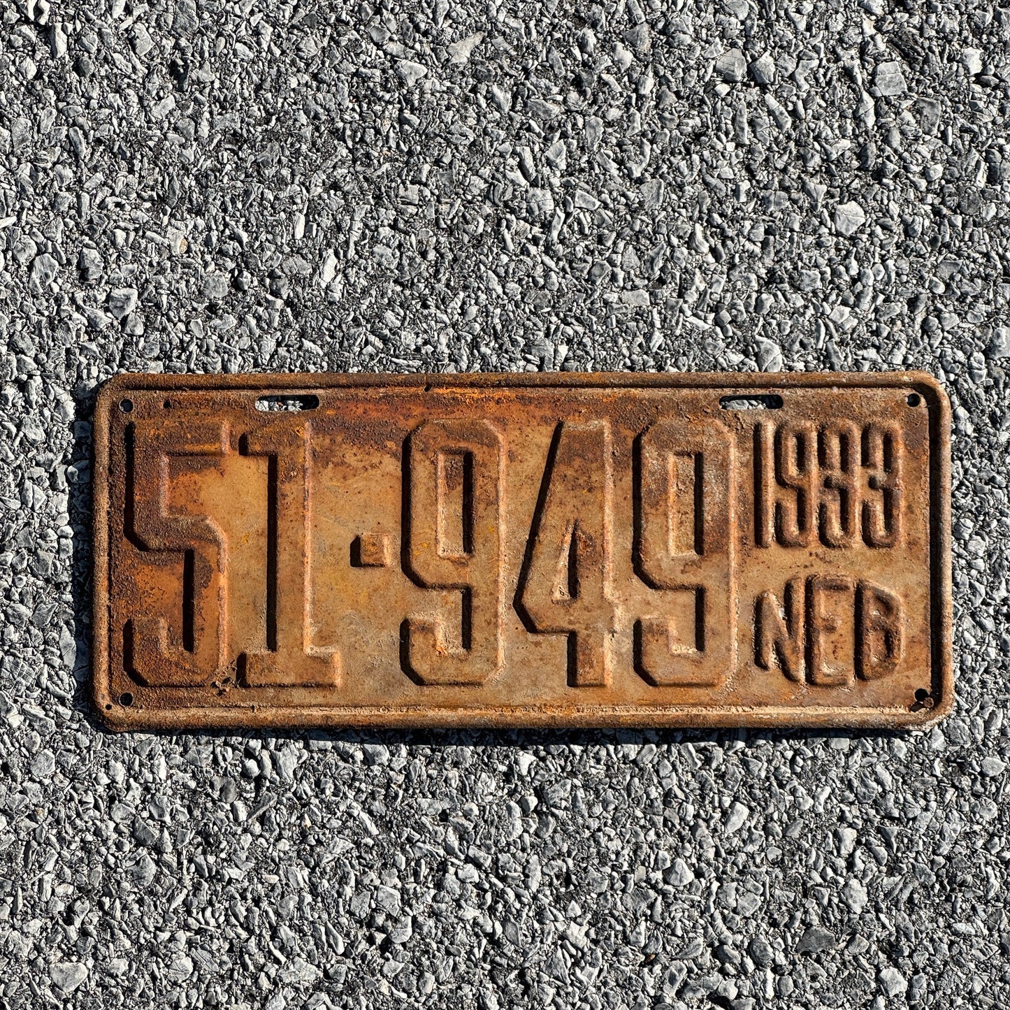 Photo of a 1933 Nebraska License Plate Auto Tag Garage Decor Vintage 51 949