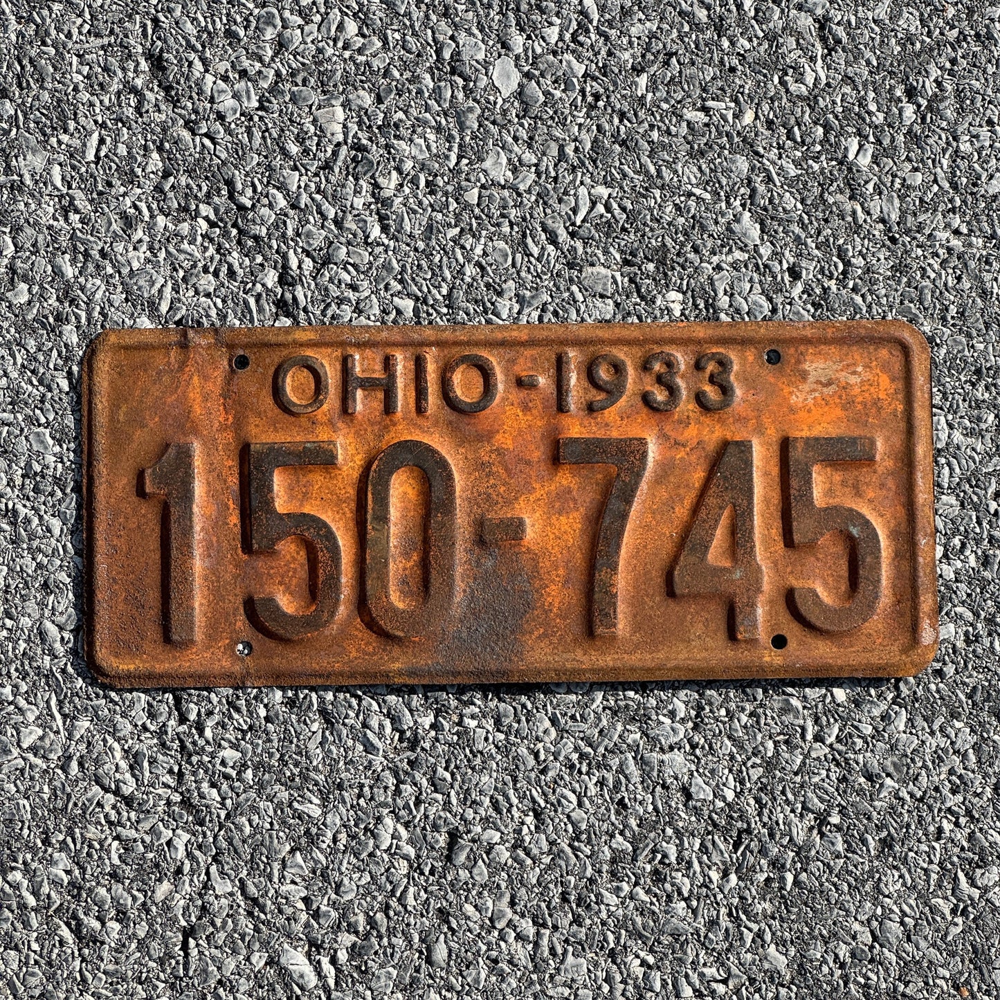 Photo of a 1933 Ohio License Plate Auto Tag Garage Decor Vintage 150 745