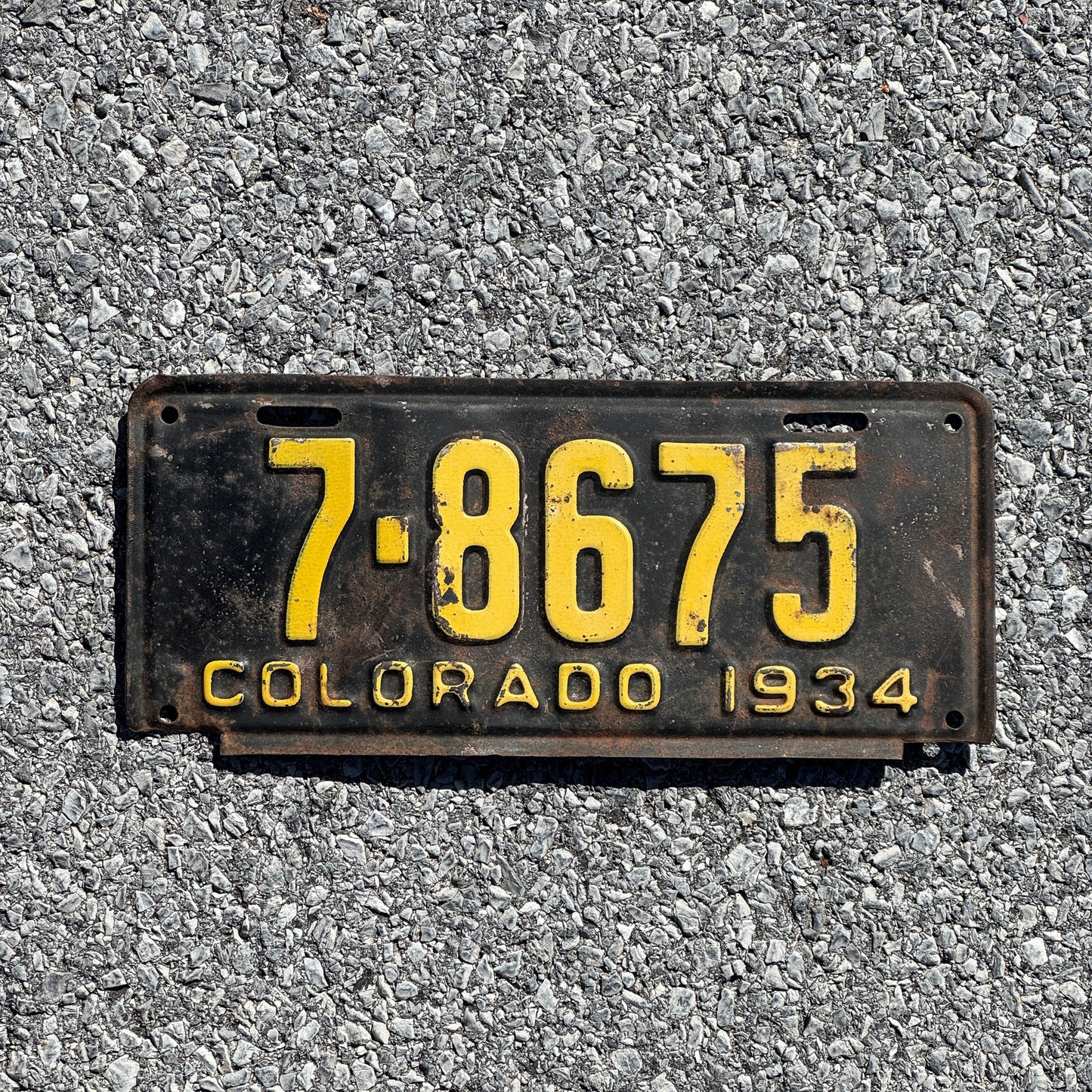 Photo of a 1934 Colorado License Plate Auto Tag Garage Decor Vintage 7 8675