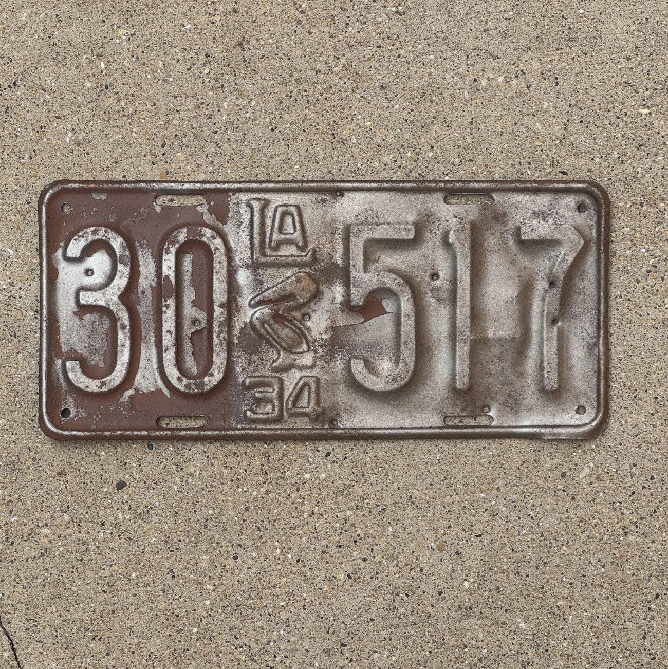 Photo of a 1934 Louisiana License Plate Auto Tag Garage Decor Vintage 30 517